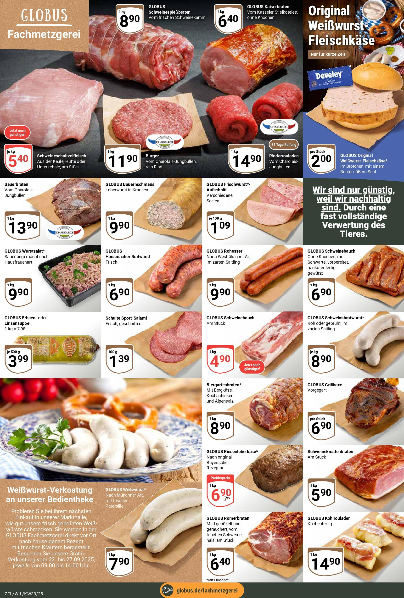 Globus prospekt Wittlich (ab 21.09.2025) » Angebote ab Montag | Seite: 8 | Produkte: Rinderrouladen, Schweinebauch, Bratwurst, Petersilie Globus prospekt Wittlich (ab 21.09.2025) » Angebote online | Seite: 8 | Produkte: Rinderrouladen, Schweinebauch, Bratwurst, Petersilie