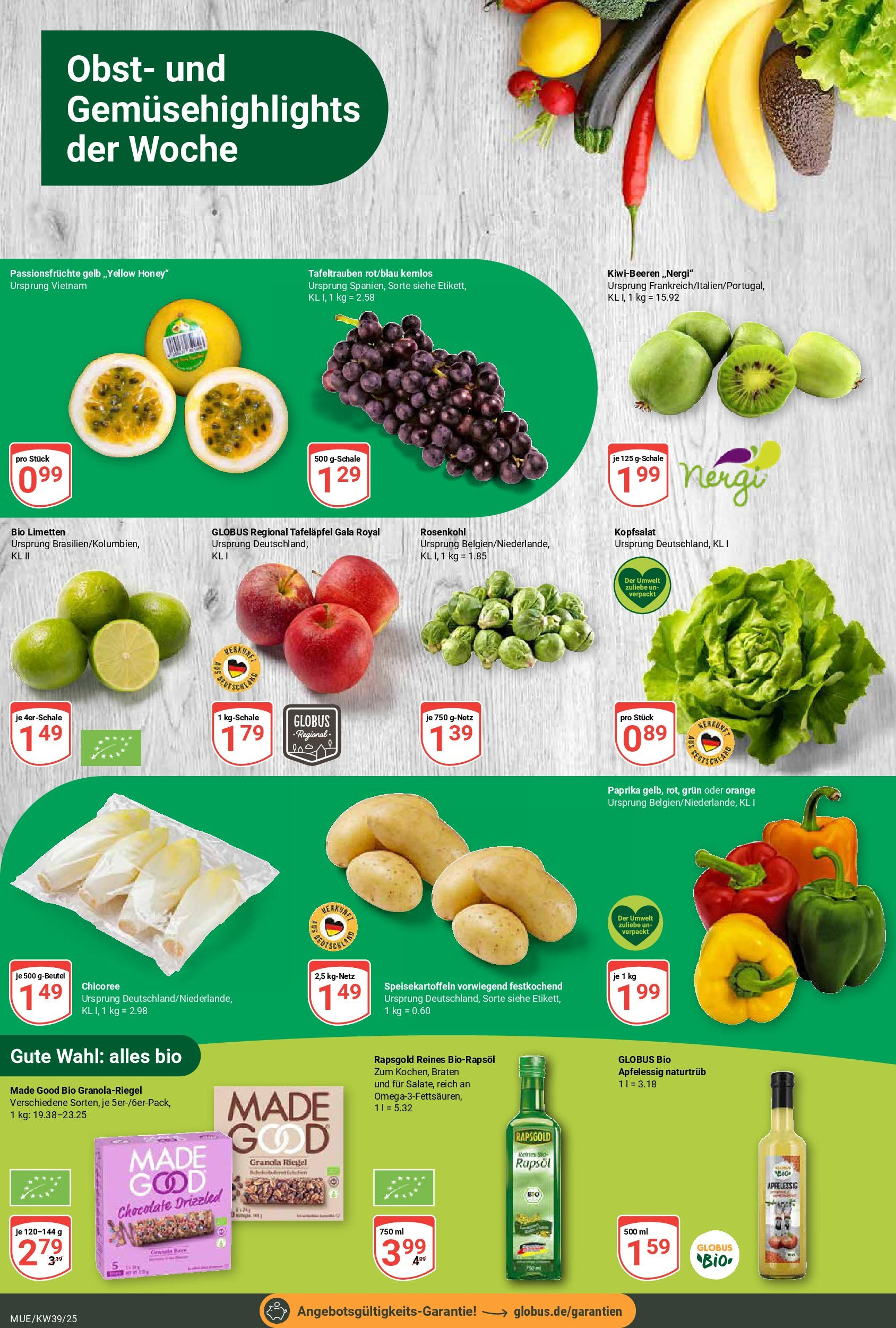 Globus prospekt Mühldorf (ab 21.09.2025) » Angebote ab Montag | Seite: 4 | Produkte: Limetten, Rapsöl, Paprika, Obst Globus prospekt Mühldorf (ab 21.09.2025) » Angebote online | Seite: 4 | Produkte: Limetten, Rapsöl, Paprika, Obst
