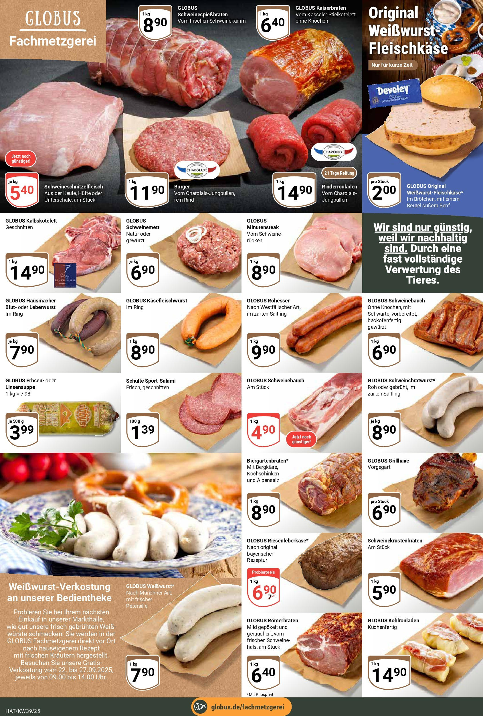 Globus prospekt Hattersheim (ab 21.09.2025) » Angebote ab Montag | Seite: 8 | Produkte: Burger, Weißwurst, Petersilie, Erbsen Globus prospekt Hattersheim (ab 21.09.2025) » Angebote online | Seite: 8 | Produkte: Burger, Weißwurst, Petersilie, Erbsen