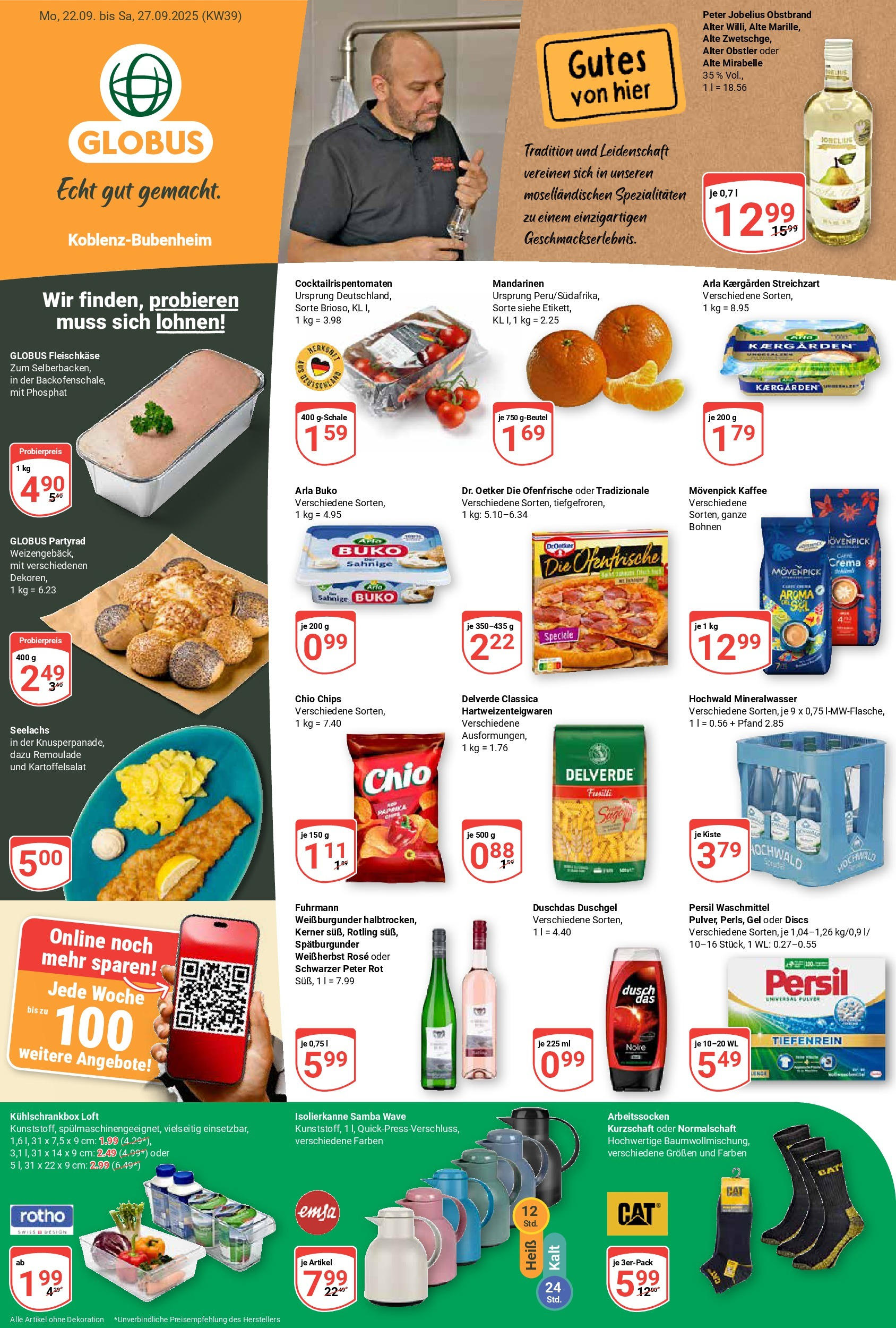 Globus prospekt Koblenz-Bubenheim	 (ab 21.09.2025) » Angebote online | Seite: 1 | Produkte: Mandarinen, Mineralwasser, Movenpick kaffee, Chips