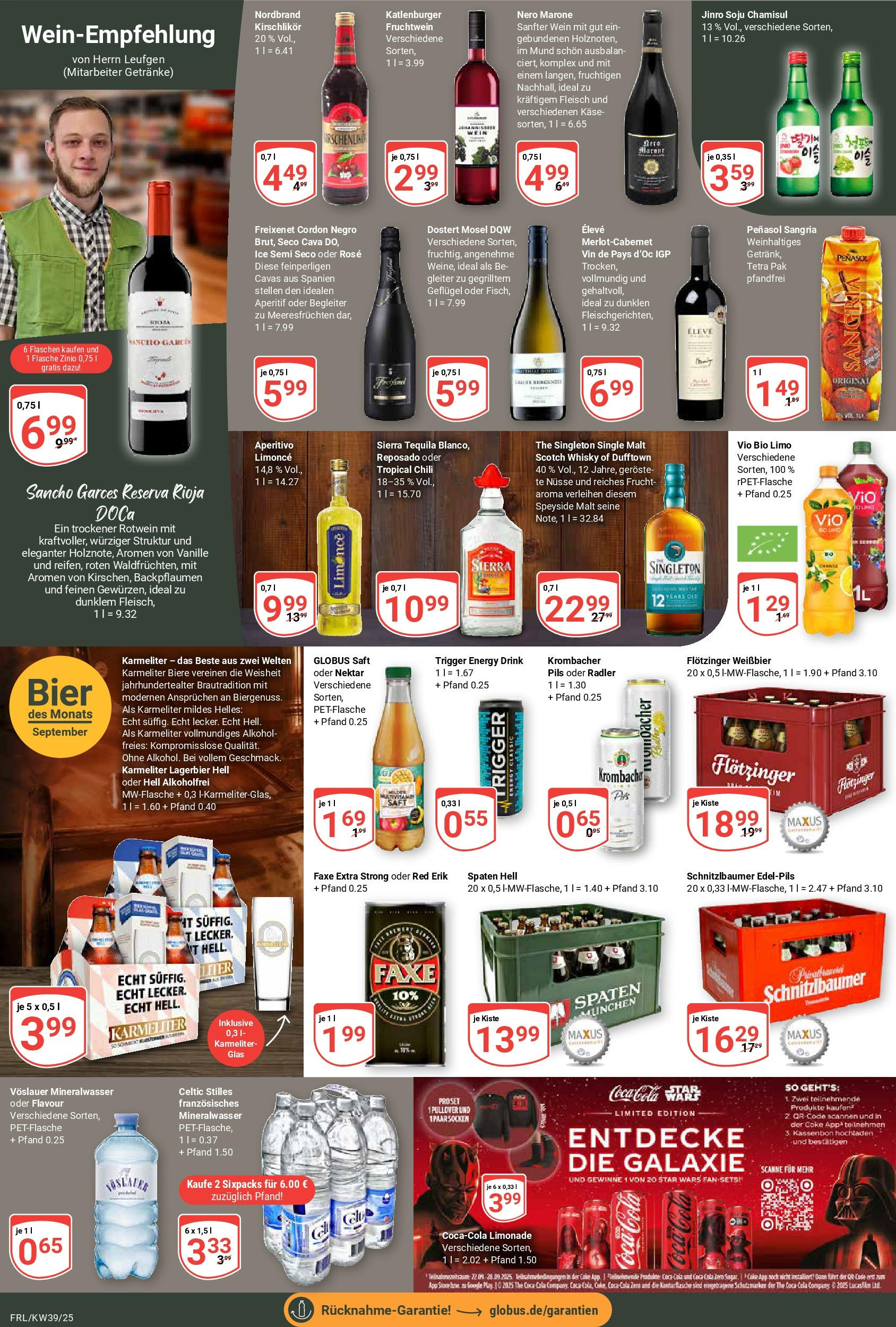 Globus prospekt Freilassing (ab 21.09.2025) » Angebote ab Montag | Seite: 16 | Produkte: Whisky, Cola, Käse, Freixenet Globus prospekt Freilassing (ab 21.09.2025) » Angebote online | Seite: 16 | Produkte: Whisky, Cola, Käse, Freixenet