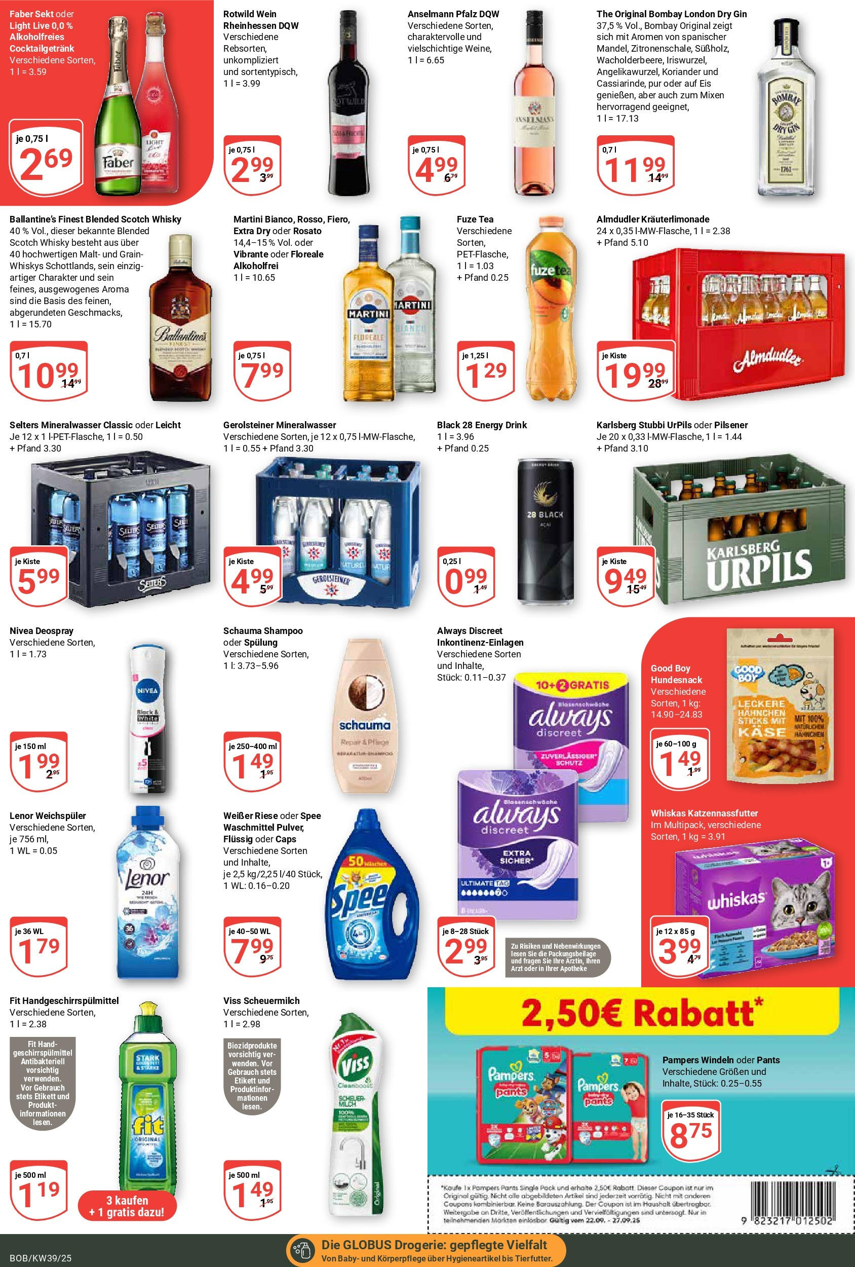 Globus prospekt Bobenheim-Roxheim	 (ab 21.09.2025) » Angebote online | Seite: 3 | Produkte: Martini, Sekt, Spee, Gin