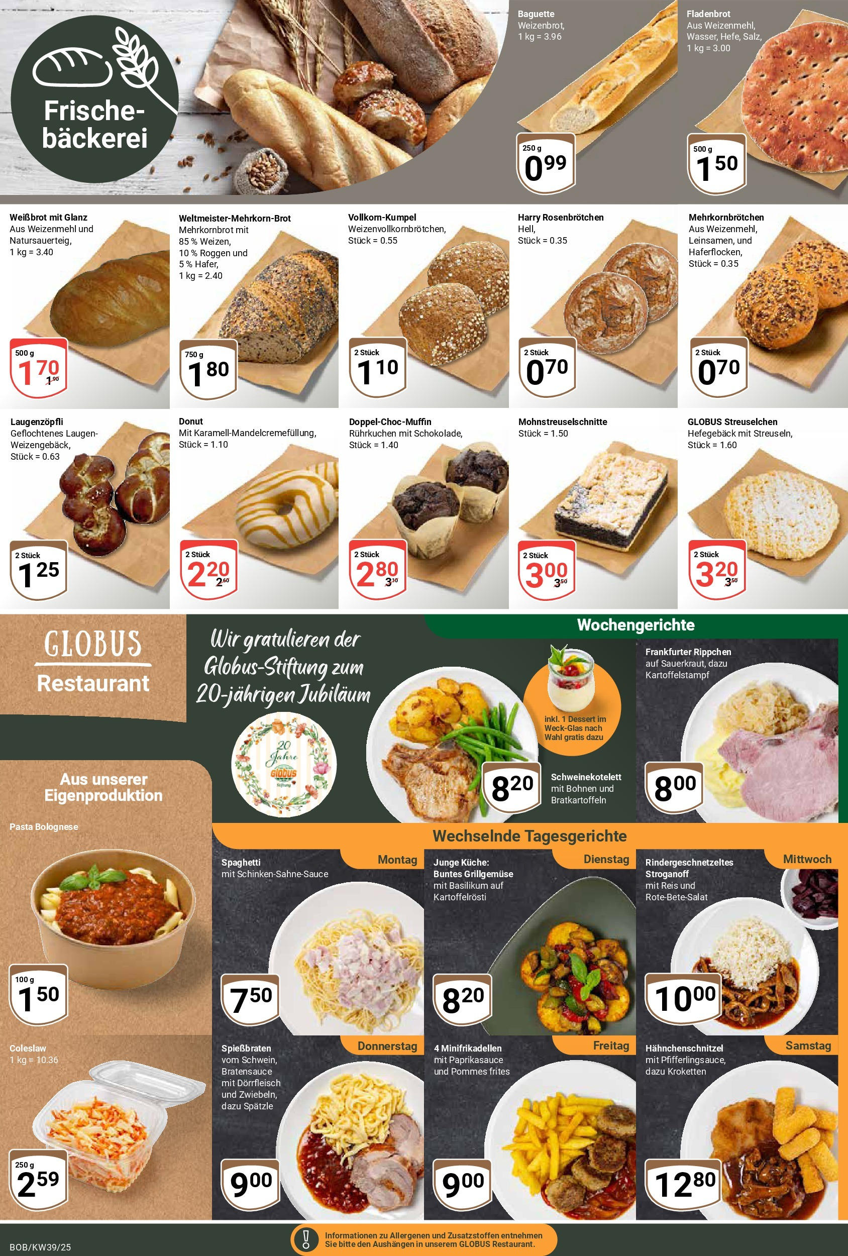 Globus prospekt Bobenheim-Roxheim	 (ab 21.09.2025) » Angebote online | Seite: 7 | Produkte: Pommes, Küche, Baguette, Pasta