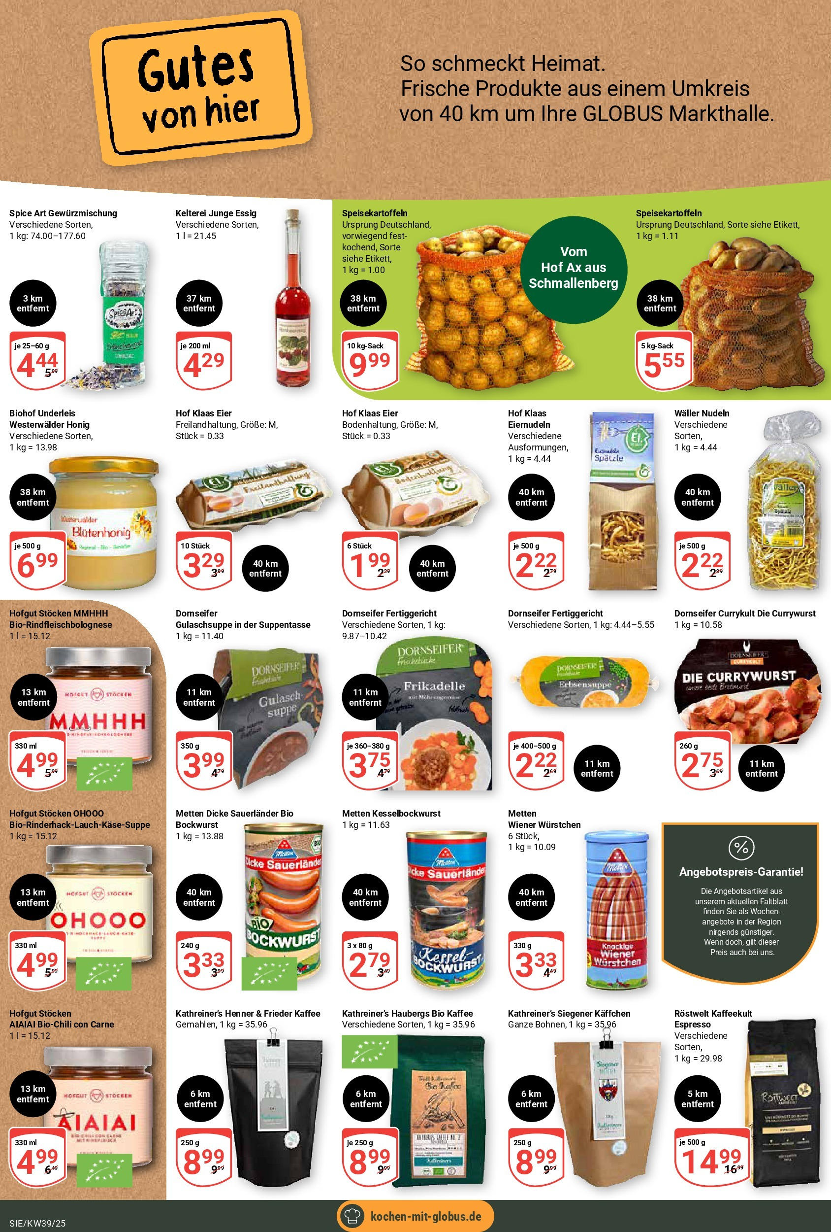 Globus prospekt Siegen	 (ab 21.09.2025) » Angebote online | Seite: 18 | Produkte: Bockwurst, Eier, Kaffee, Essig