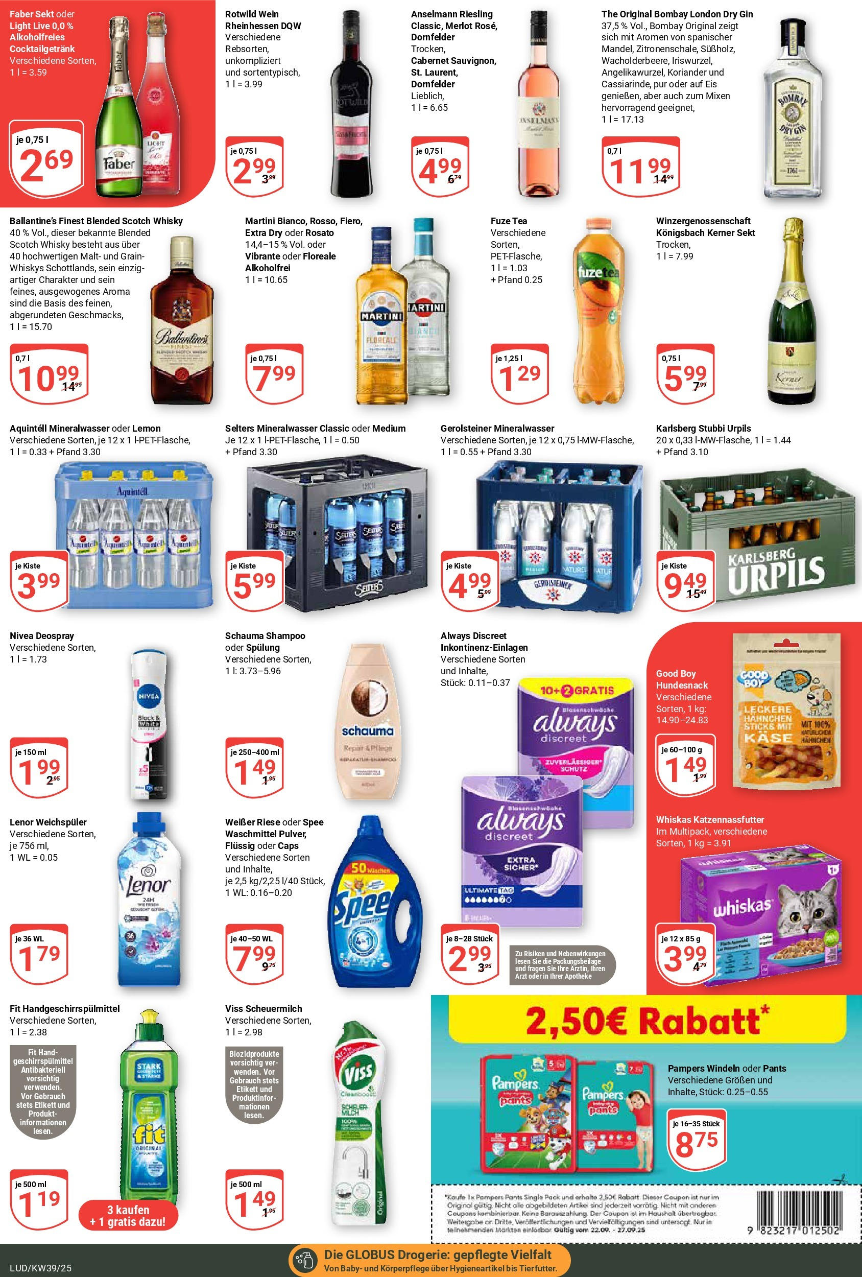 Globus prospekt Ludwigshafen-Oggersheim	 (ab 21.09.2025) » Angebote online | Seite: 3 | Produkte: Fuze tea, Weichspüler, Waschmittel, Wein
