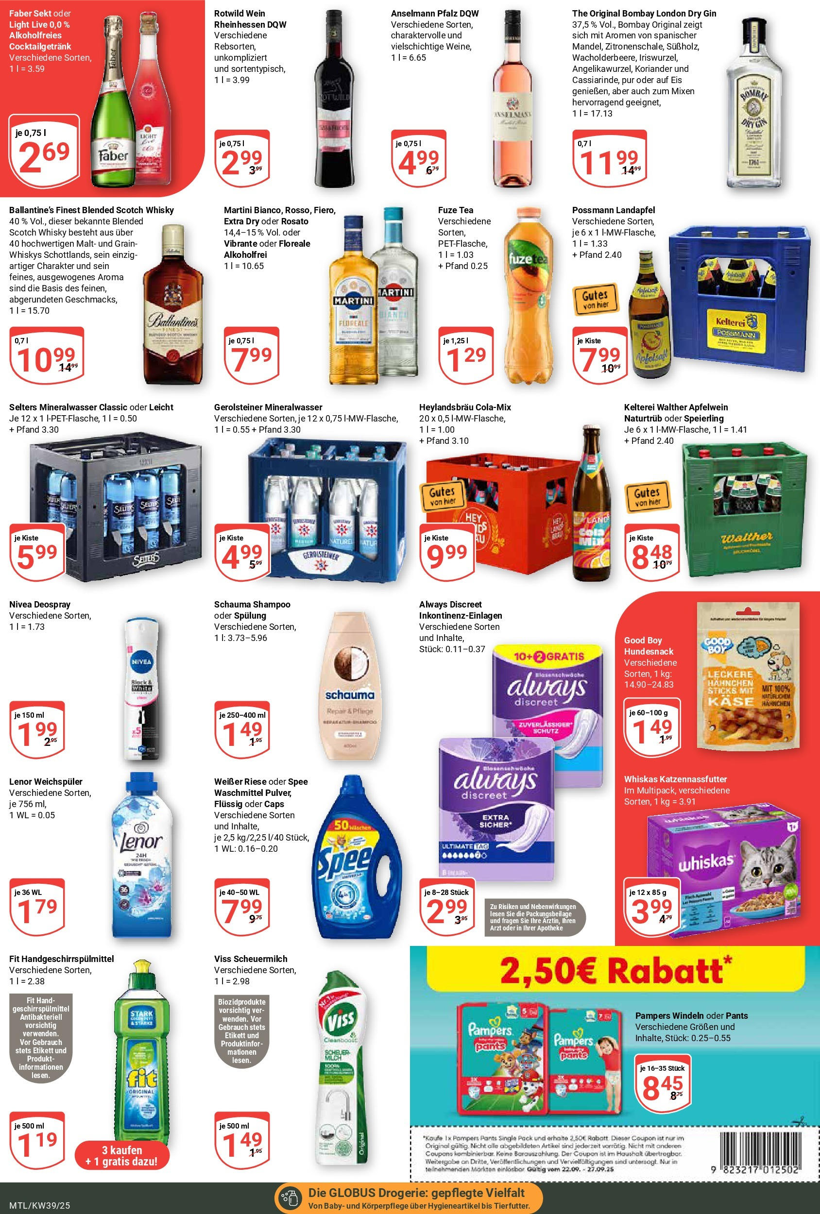 Globus prospekt Maintal-Dörnigheim	 (ab 21.09.2025) » Angebote online | Seite: 3 | Produkte: Whisky, Sekt, Weichspüler, Geschirrspülmittel