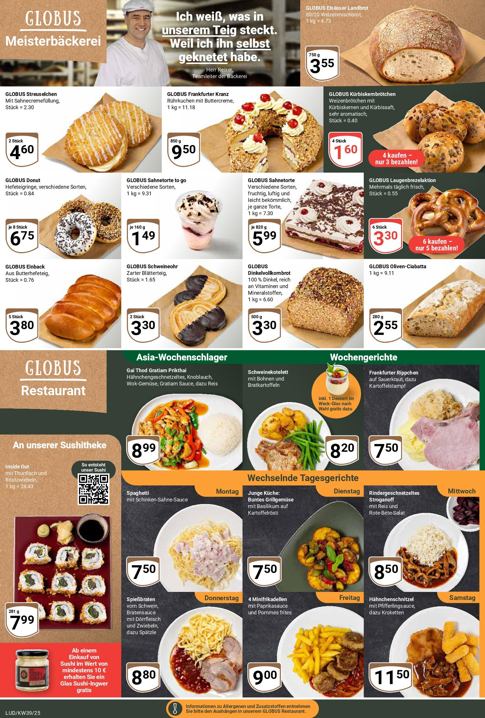 Globus prospekt Ludwigshafen-Oggersheim	 (ab 21.09.2025) » Angebote online | Seite: 7 | Produkte: Bäckerei, Thunfisch, Küche, Reis