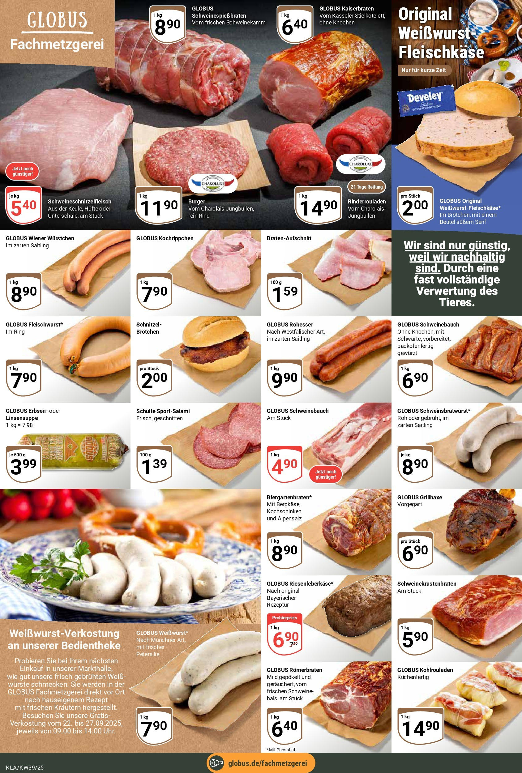 Globus prospekt Kaiserslautern	 (ab 21.09.2025) » Angebote online | Seite: 8 | Produkte: Wiener wurstchen, Schweinebauch, Burger, Petersilie