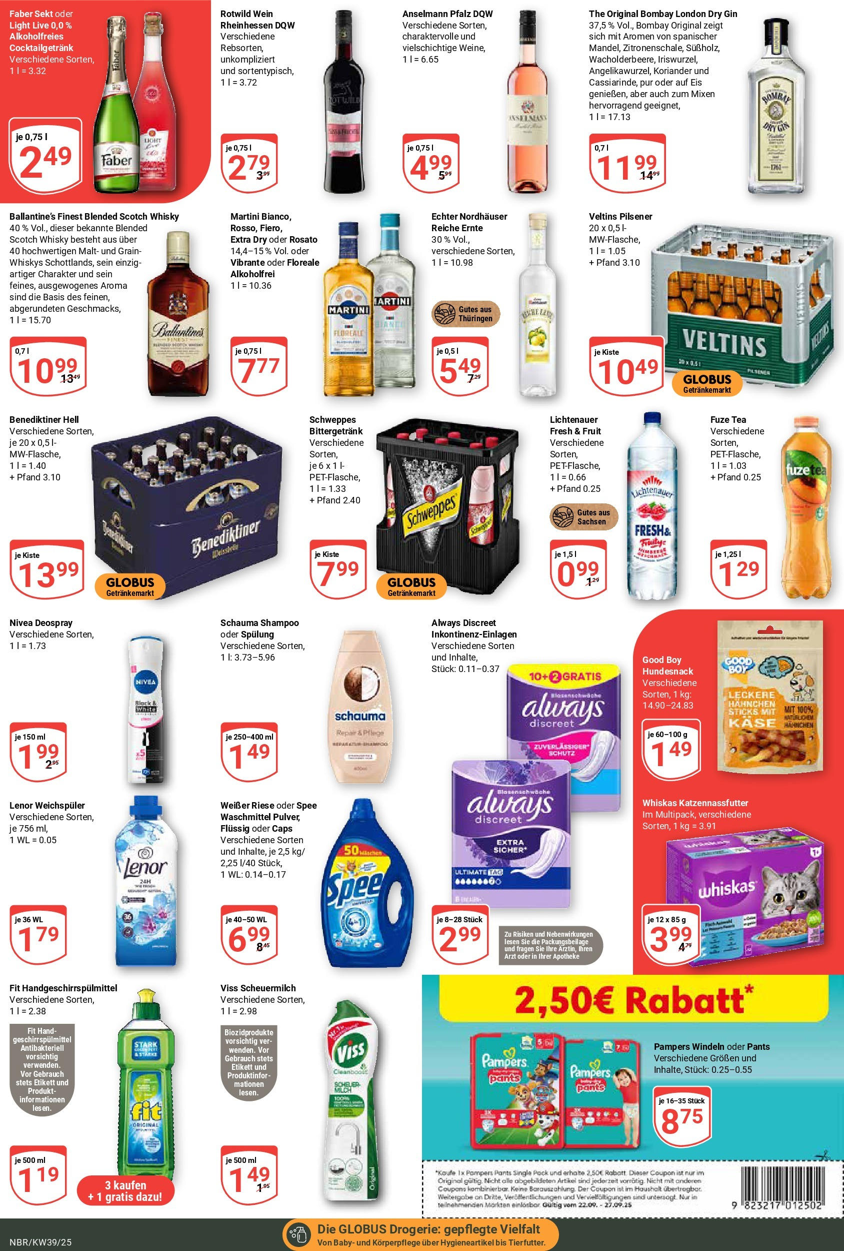 Globus prospekt Neubrandenburg (ab 21.09.2025) » Angebote ab Montag | Seite: 3 | Produkte: Pampers, Weichspüler, Deospray, Wein Globus prospekt Neubrandenburg (ab 21.09.2025) » Angebote online | Seite: 3 | Produkte: Pampers, Weichspüler, Deospray, Wein