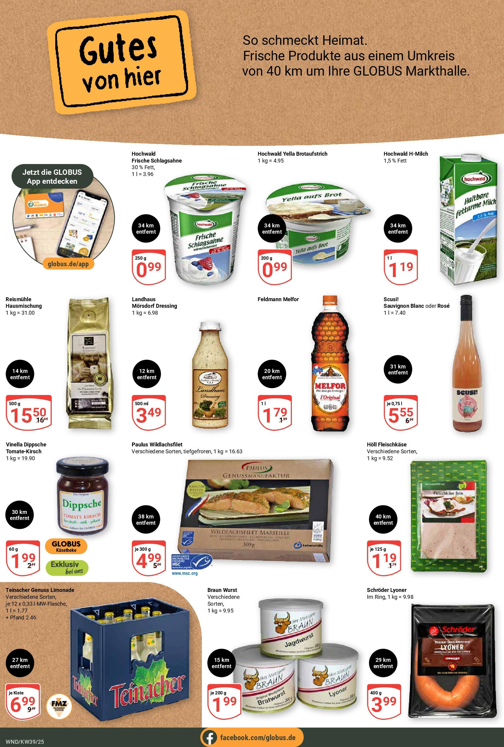 Globus prospekt St. Wendel (ab 21.09.2025) » Angebote ab Montag | Seite: 18 | Produkte: Milch, Bratwurst, Dressing, Wurst Globus prospekt St. Wendel (ab 21.09.2025) » Angebote online | Seite: 18 | Produkte: Milch, Bratwurst, Dressing, Wurst