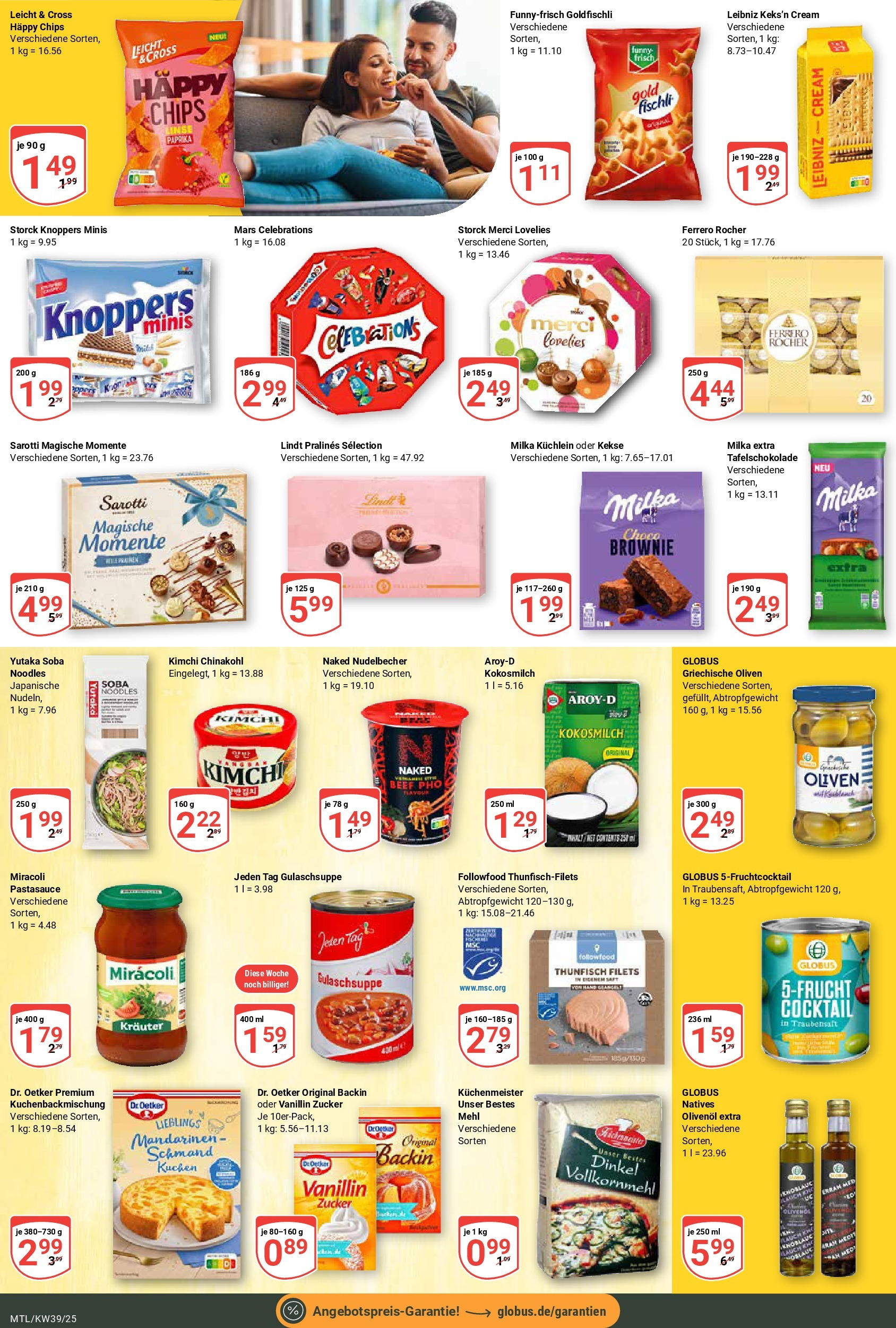 Globus prospekt Maintal-Dörnigheim	 (ab 21.09.2025) » Angebote online | Seite: 14 | Produkte: Ferrero rocher, Zucker, Lindt, Kekse