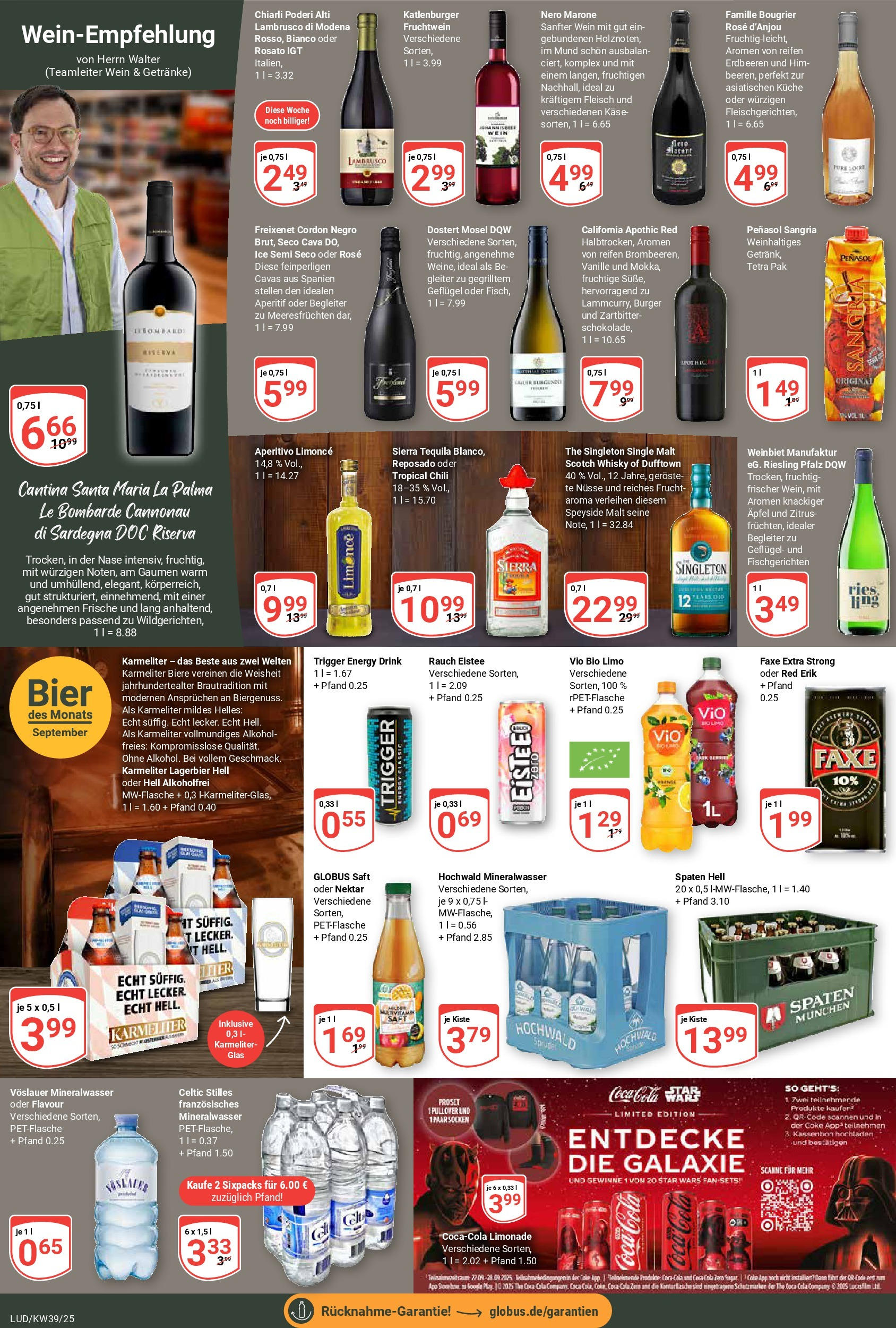 Globus prospekt Ludwigshafen-Oggersheim	 (ab 21.09.2025) » Angebote online | Seite: 18 | Produkte: Whisky, Käse, Mineralwasser, Tequila