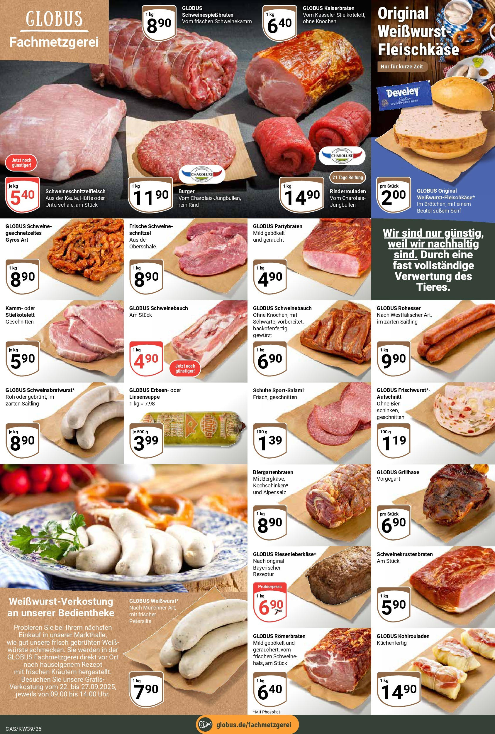 Globus prospekt Castrop-Rauxel (ab 21.09.2025) » Angebote ab Montag | Seite: 6 | Produkte: Rinderrouladen, Bier, Weißwurst, Gyros Globus prospekt Castrop-Rauxel (ab 21.09.2025) » Angebote online | Seite: 6 | Produkte: Rinderrouladen, Bier, Weißwurst, Gyros