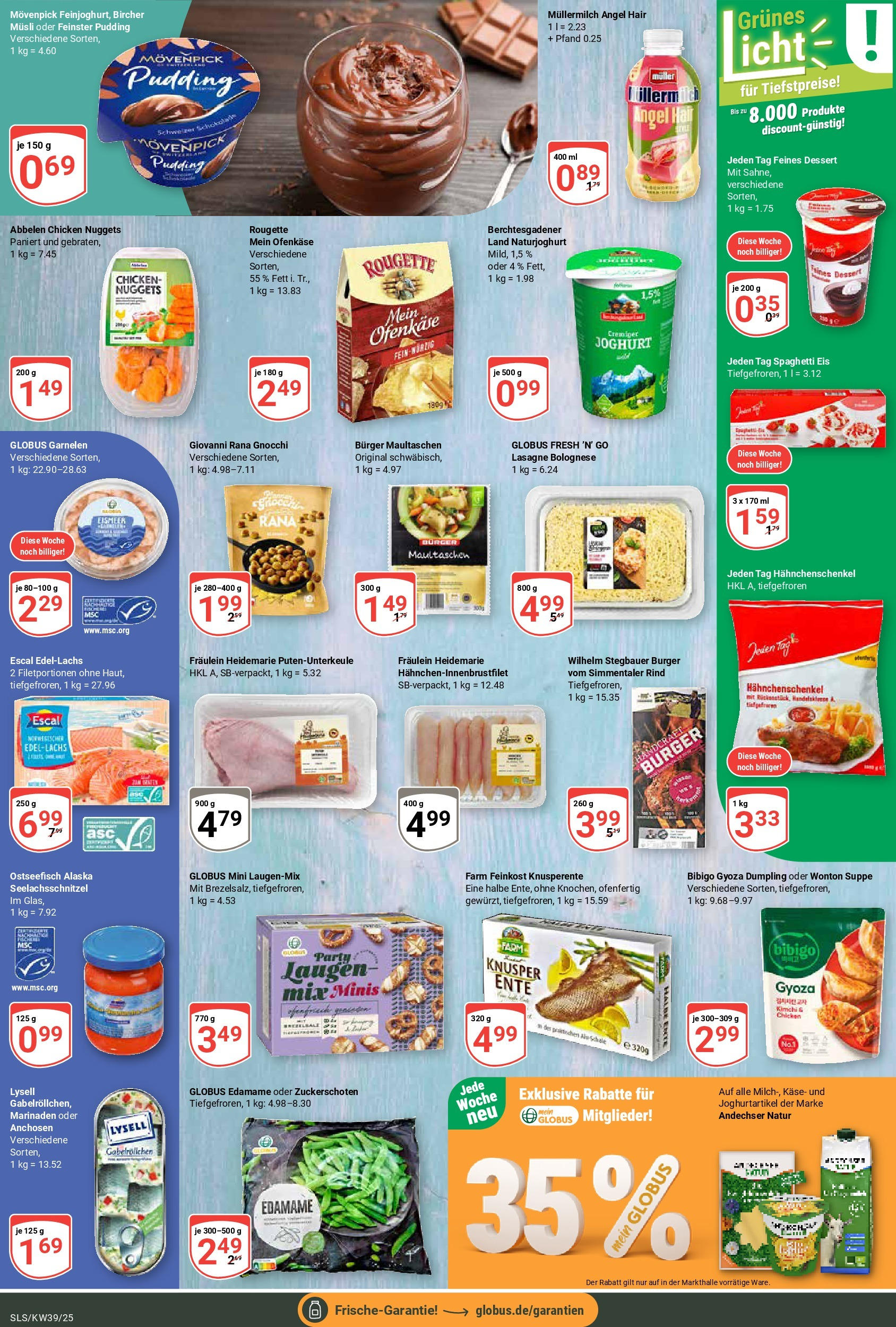 Globus prospekt Saarlouis	 (ab 21.09.2025) » Angebote online | Seite: 10 | Produkte: Hahnchenschenkel, Käse, Burger, Ente