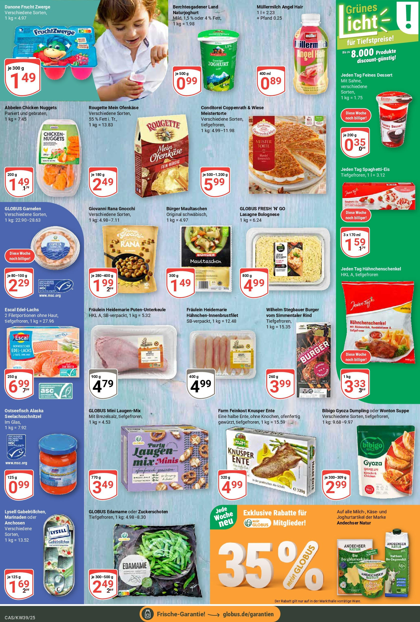 Globus prospekt Castrop-Rauxel (ab 21.09.2025) » Angebote ab Montag | Seite: 8 | Produkte: Hahnchenschenkel, Joghurt, Fruchtzwerge, Ente Globus prospekt Castrop-Rauxel (ab 21.09.2025) » Angebote online | Seite: 8 | Produkte: Hahnchenschenkel, Joghurt, Fruchtzwerge, Ente