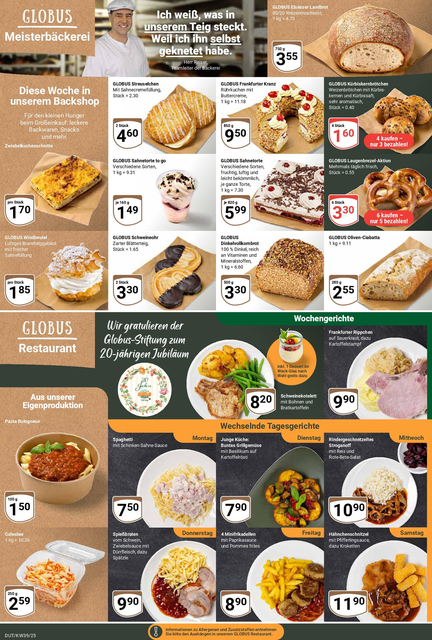 Globus prospekt Wetzlar-Dutenhofen (ab 21.09.2025) » Angebote ab Montag | Seite: 7 | Produkte: Bäckerei, Pommes frites, Pasta, Reis Globus prospekt Wetzlar-Dutenhofen (ab 21.09.2025) » Angebote online | Seite: 7 | Produkte: Bäckerei, Pommes frites, Pasta, Reis