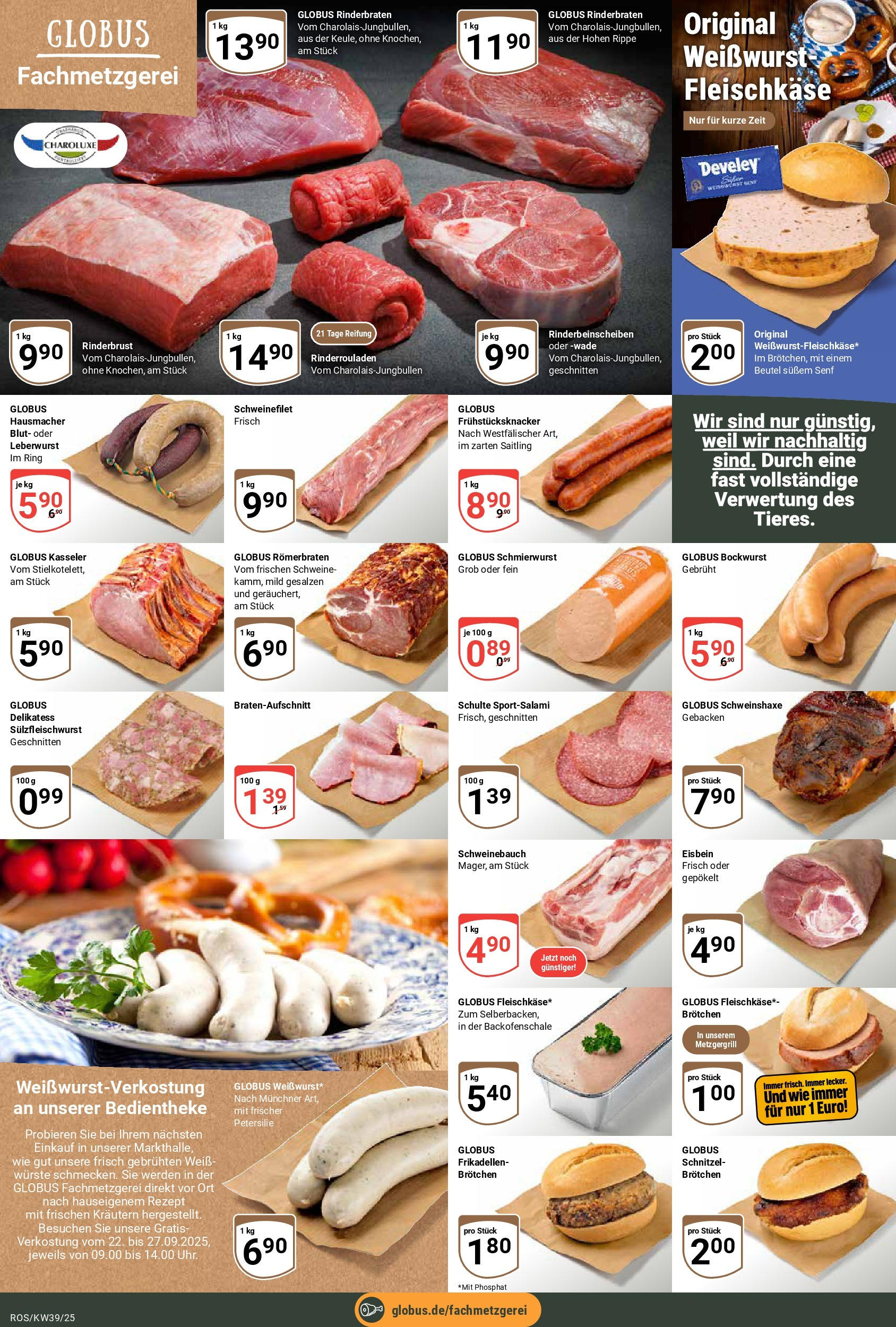 Globus prospekt Lambrechtshagen (ab 21.09.2025) » Angebote ab Montag | Seite: 11 | Produkte: Bockwurst, Schweinebauch, Weißwurst, Schweinefilet Globus prospekt Lambrechtshagen (ab 21.09.2025) » Angebote online | Seite: 11 | Produkte: Bockwurst, Schweinebauch, Weißwurst, Schweinefilet