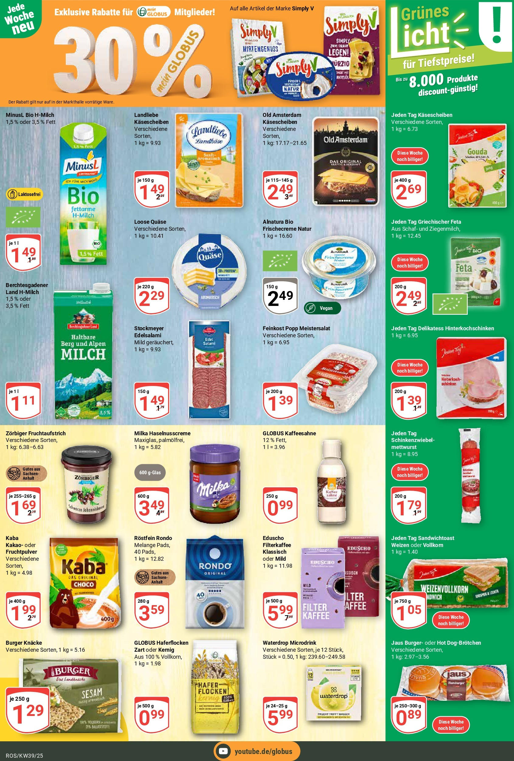 Globus prospekt Lambrechtshagen (ab 21.09.2025) » Angebote ab Montag | Seite: 18 | Produkte: Milch, Kaffee, Burger, Milka Globus prospekt Lambrechtshagen (ab 21.09.2025) » Angebote online | Seite: 18 | Produkte: Milch, Kaffee, Burger, Milka