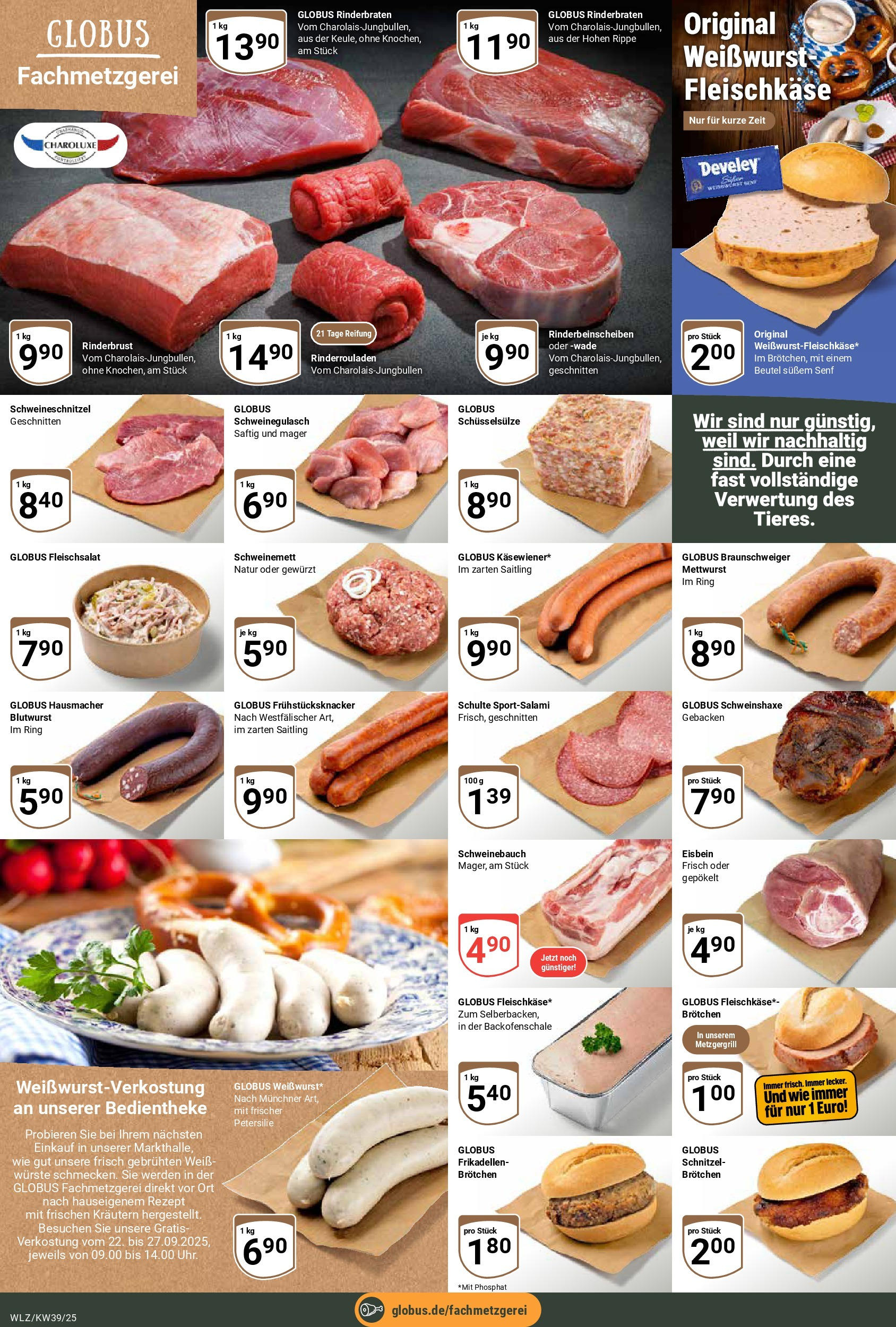 Globus prospekt Weischlitz (ab 21.09.2025) » Angebote ab Montag | Seite: 8 | Produkte: Rinderrouladen, Schweinegulasch, Schweinebauch, Schnitzel Globus prospekt Weischlitz (ab 21.09.2025) » Angebote online | Seite: 8 | Produkte: Rinderrouladen, Schweinegulasch, Schweinebauch, Schnitzel