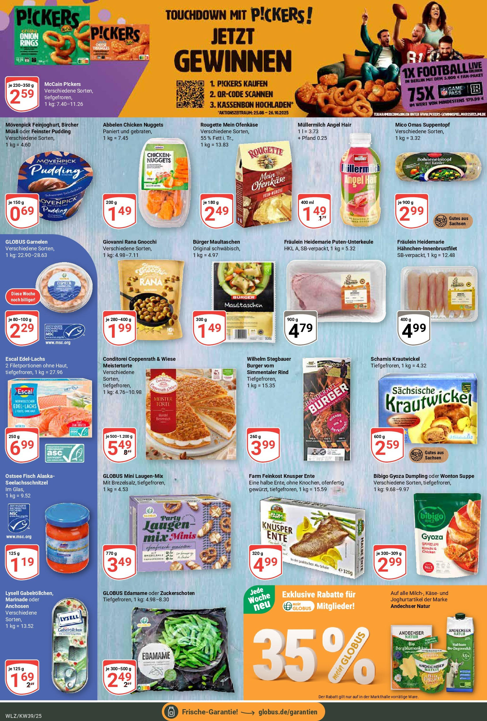 Globus prospekt Weischlitz (ab 21.09.2025) » Angebote ab Montag | Seite: 10 | Produkte: Käse, McCain, Fisch, Müllermilch Globus prospekt Weischlitz (ab 21.09.2025) » Angebote online | Seite: 10 | Produkte: Käse, McCain, Fisch, Müllermilch