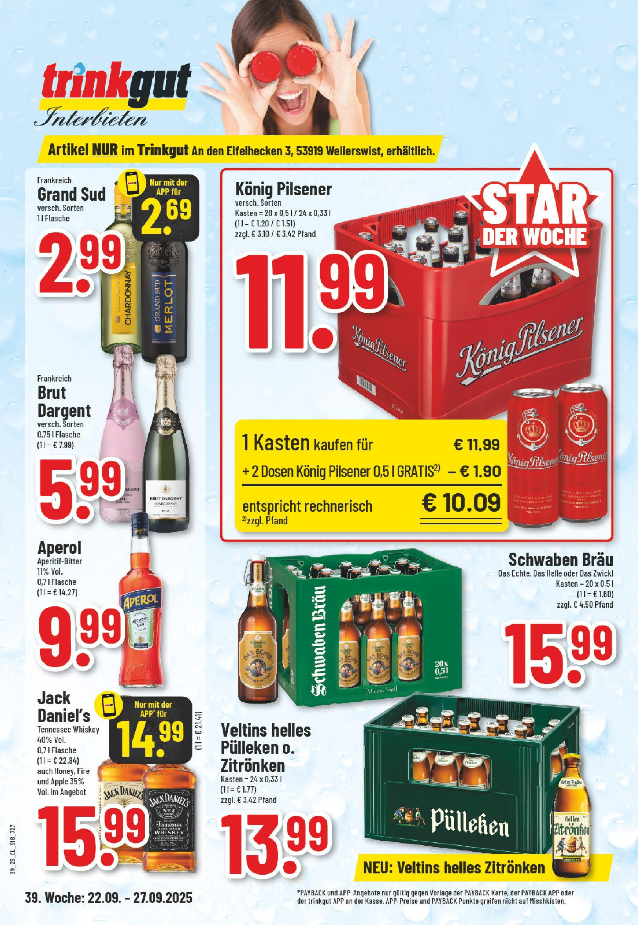 Edeka prospekt Weilerswist	 (ab 21.09.2025) » Angebote Online | Seite: 18 | Produkte: Konig pilsener, Merlot, Apple, Aperol