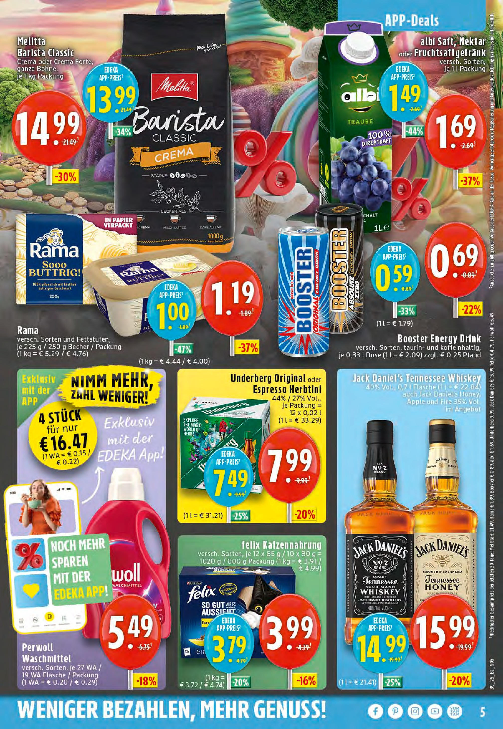 Edeka prospekt Saerbeck	 (ab 21.09.2025) » Angebote Online | Seite: 5 | Produkte: Melitta, Jack Daniel's, Waschmittel, Whiskey