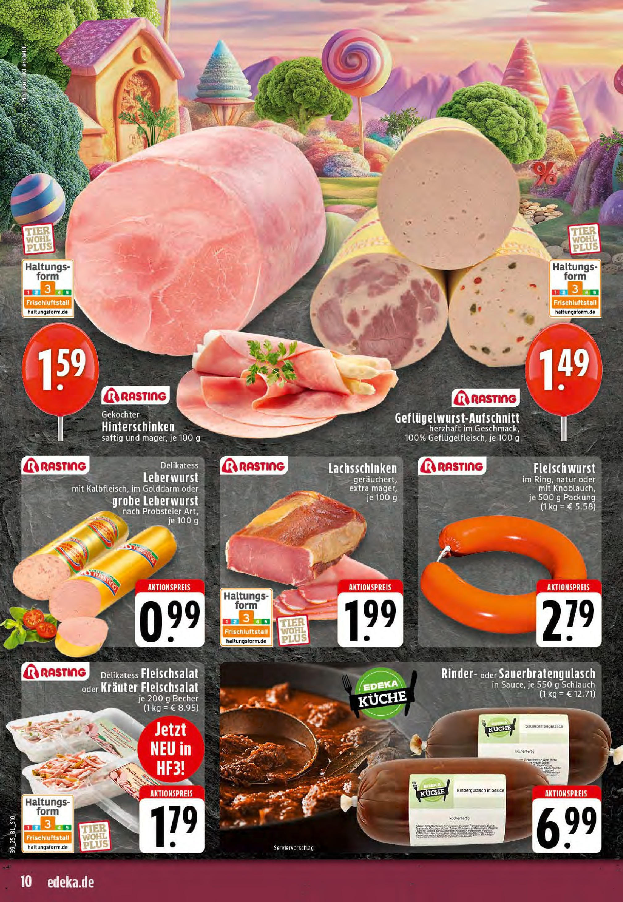 Edeka prospekt Saerbeck	 (ab 21.09.2025) » Angebote Online | Seite: 10 | Produkte: Rindergulasch, Küche
