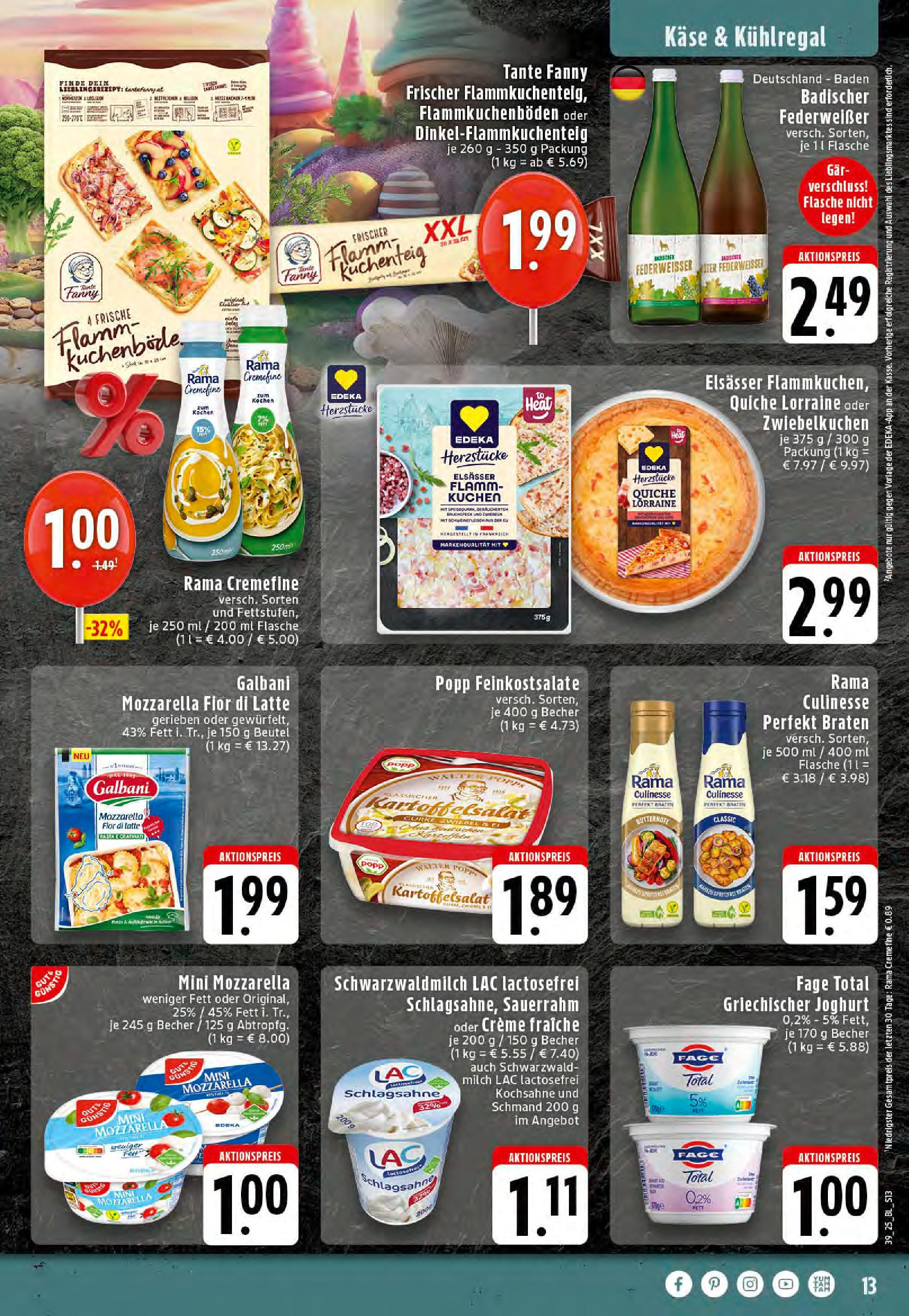 Edeka prospekt Saerbeck	 (ab 21.09.2025) » Angebote Online | Seite: 13 | Produkte: Rama, Käse, Rama cremefine, Kuchen