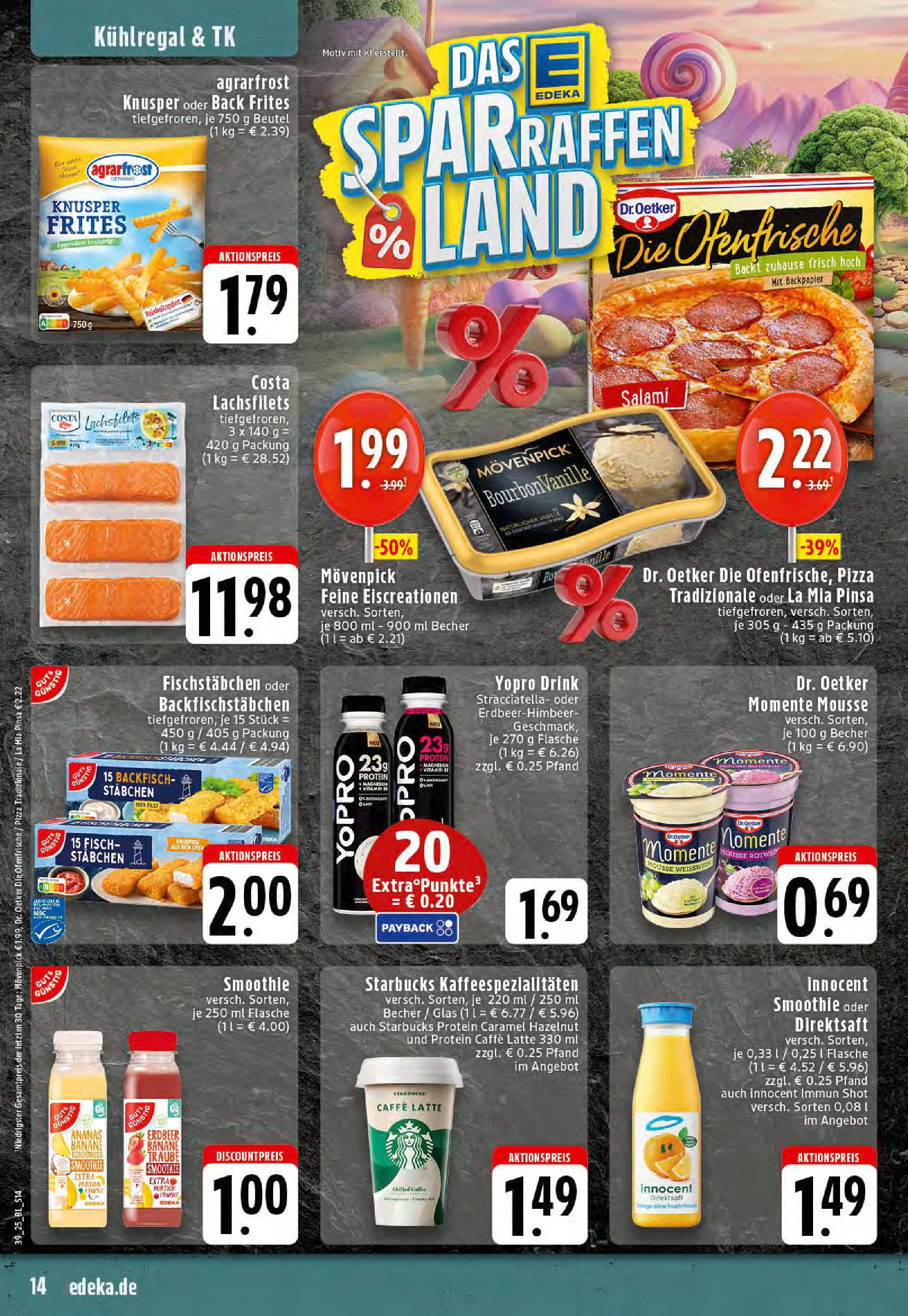 Edeka prospekt Saerbeck	 (ab 21.09.2025) » Angebote Online | Seite: 14 | Produkte: Rotwein, Starbucks, Fischstabchen, Bourbon