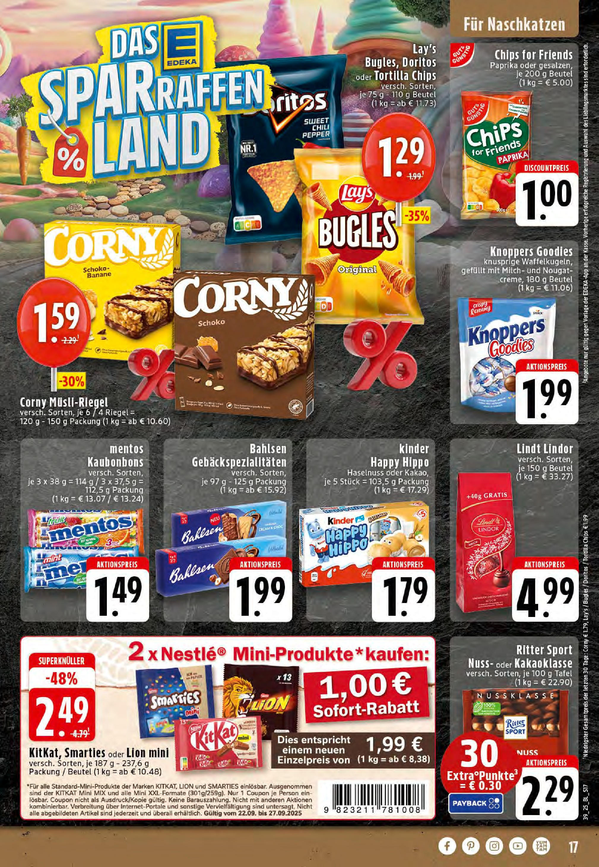 Edeka prospekt Saerbeck	 (ab 21.09.2025) » Angebote Online | Seite: 17 | Produkte: Ritter sport, Smarties, Chili, Knoppers