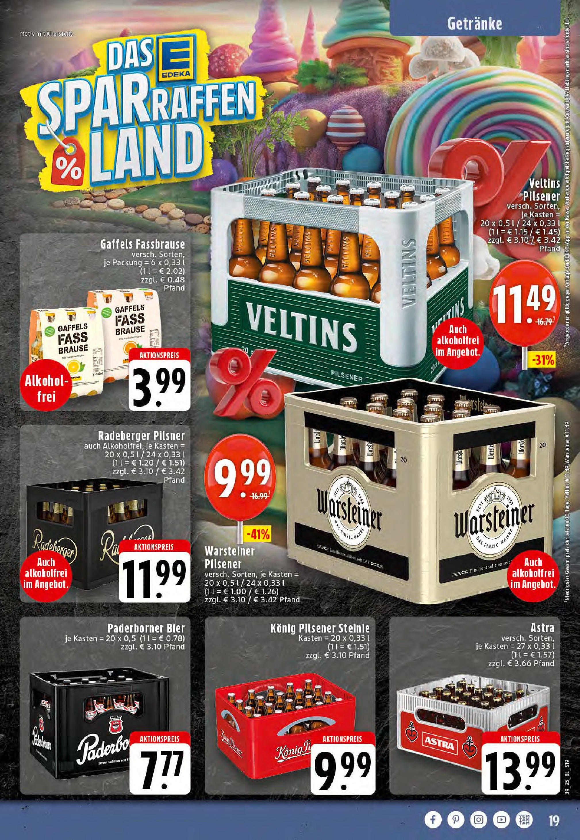 Edeka prospekt Saerbeck	 (ab 21.09.2025) » Angebote Online | Seite: 19 | Produkte: Konig pilsener, Astra, Fassbrause, Radeberger pilsner