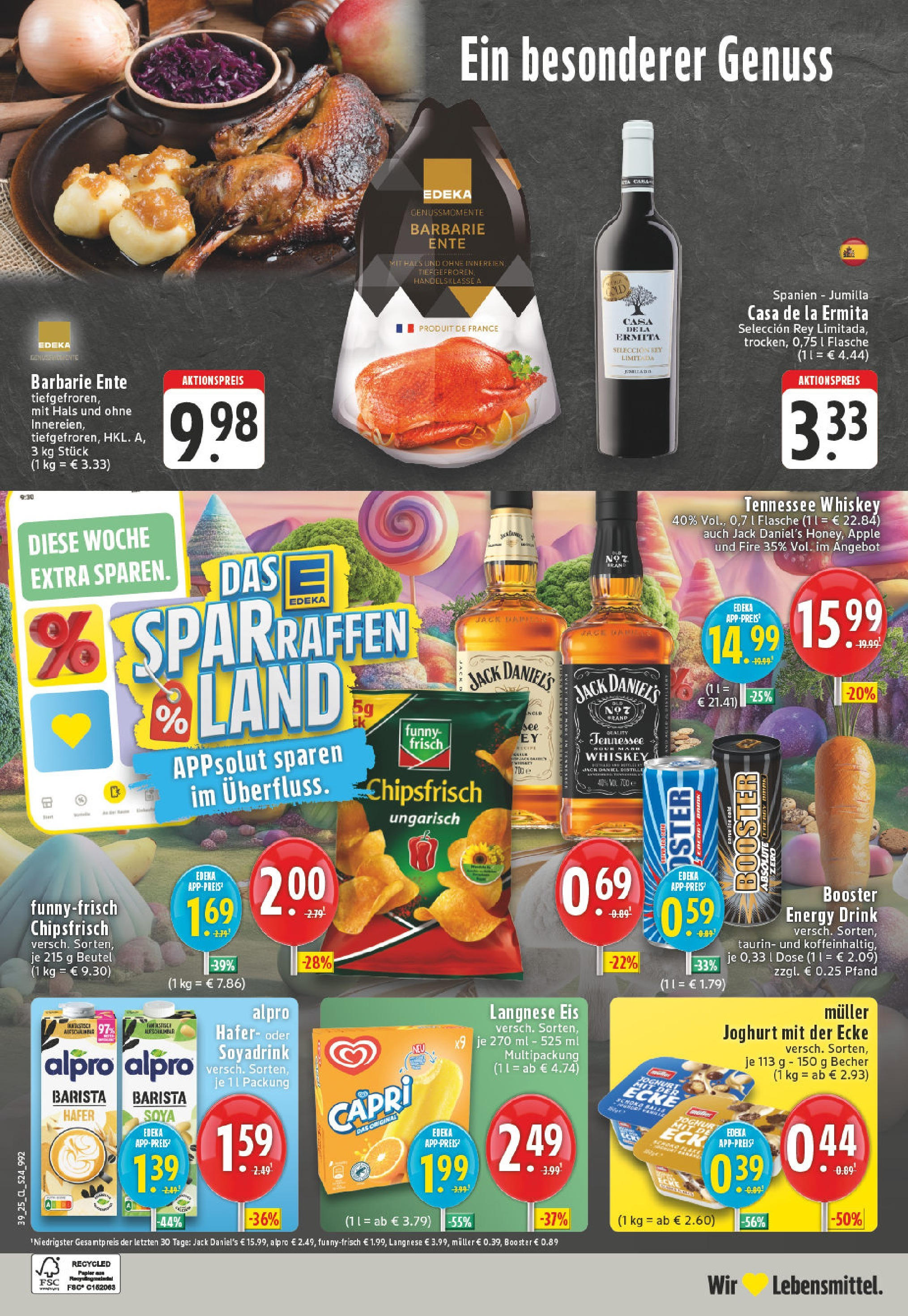 Edeka prospekt Köln-Lindenthal	 (ab 21.09.2025) » Angebote Online | Seite: 24 | Produkte: Alpro, Chips, Eis, Ente