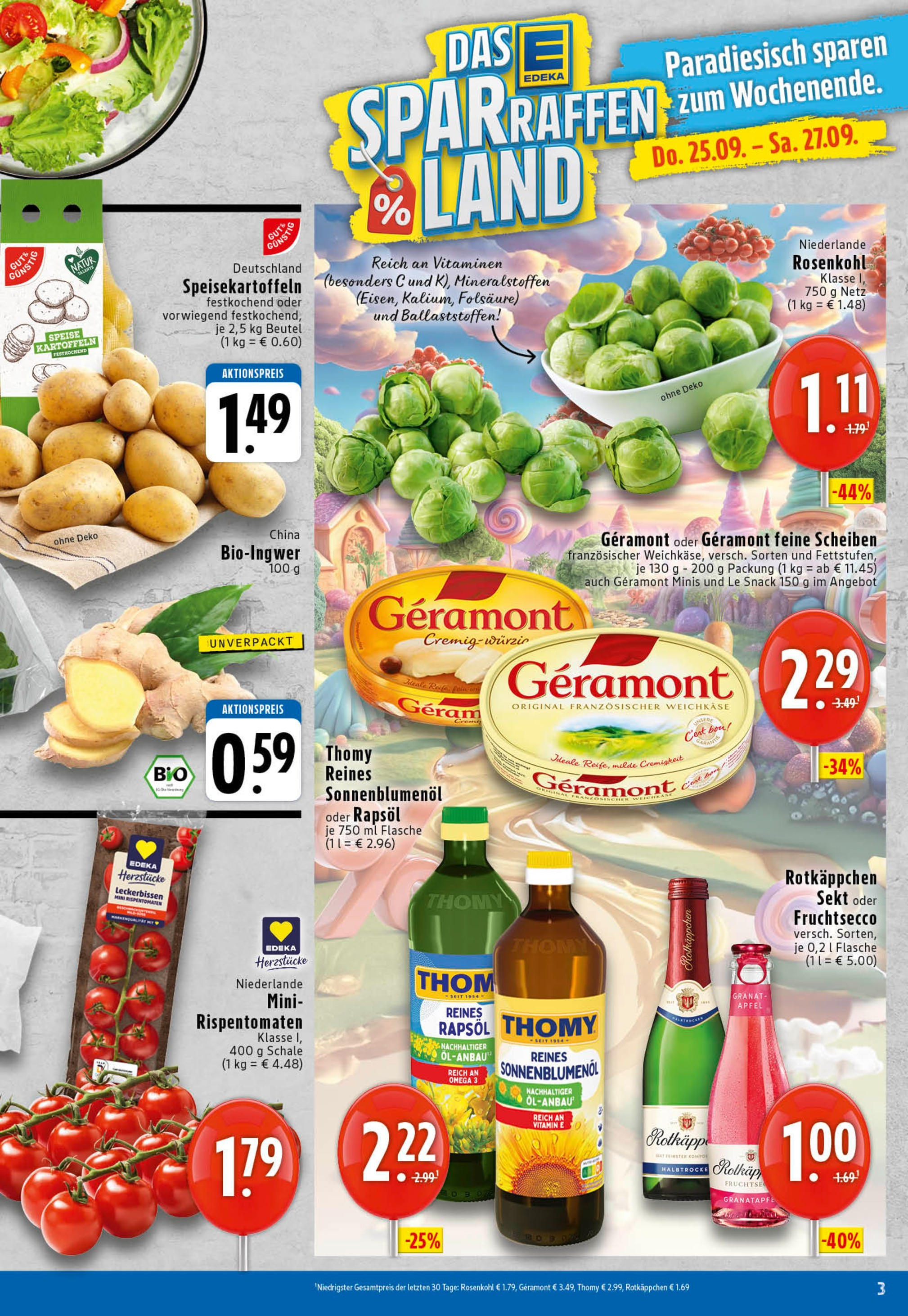 Edeka prospekt Köln	 (ab 21.09.2025) » Angebote Online | Seite: 3 | Produkte: Rotkappchen sekt, Äpfel, Kartoffeln, Rotkäppchen