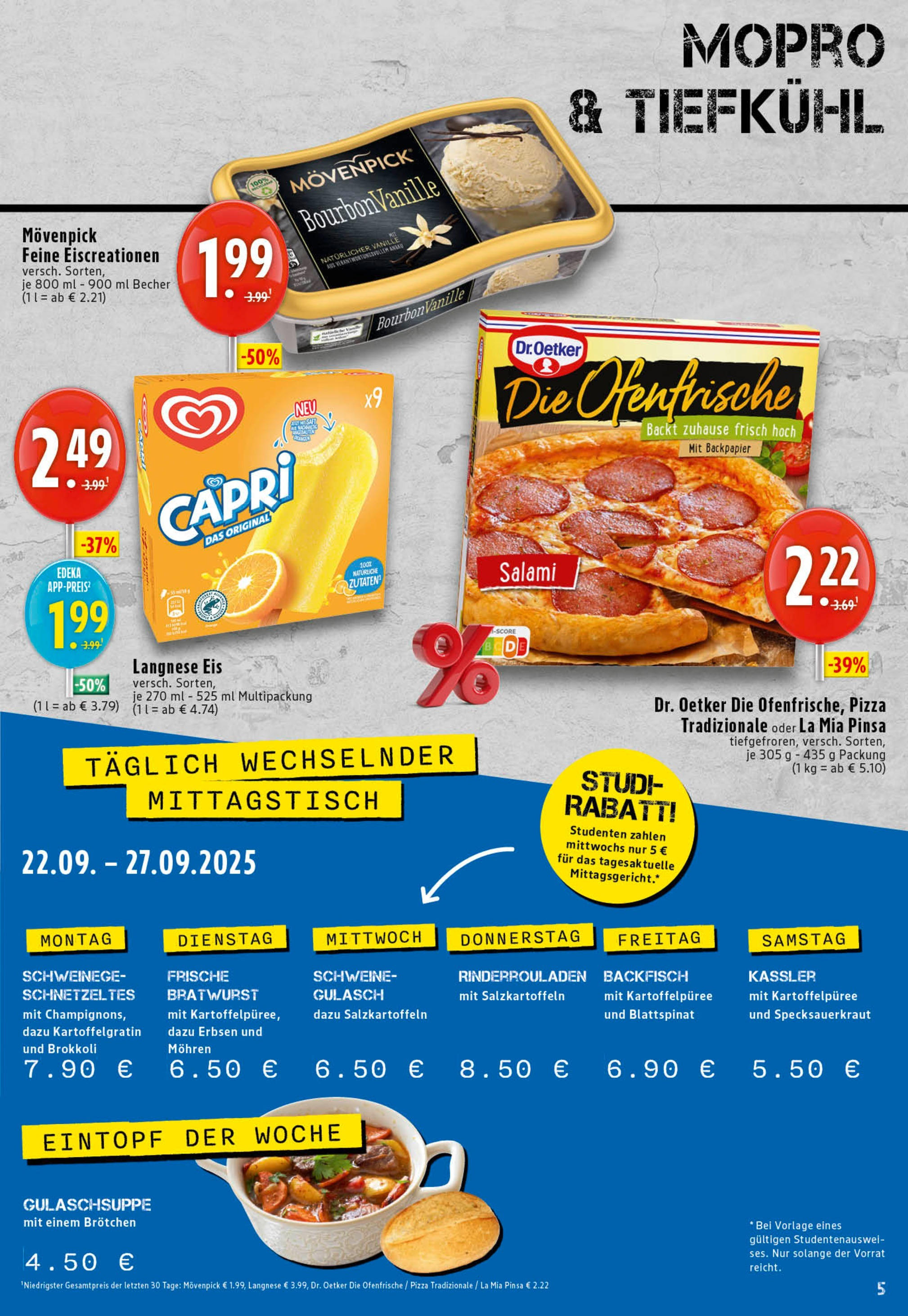 Edeka prospekt Köln	 (ab 21.09.2025) » Angebote Online | Seite: 5 | Produkte: Ofenfrische, Mohren, Gulasch, Saft