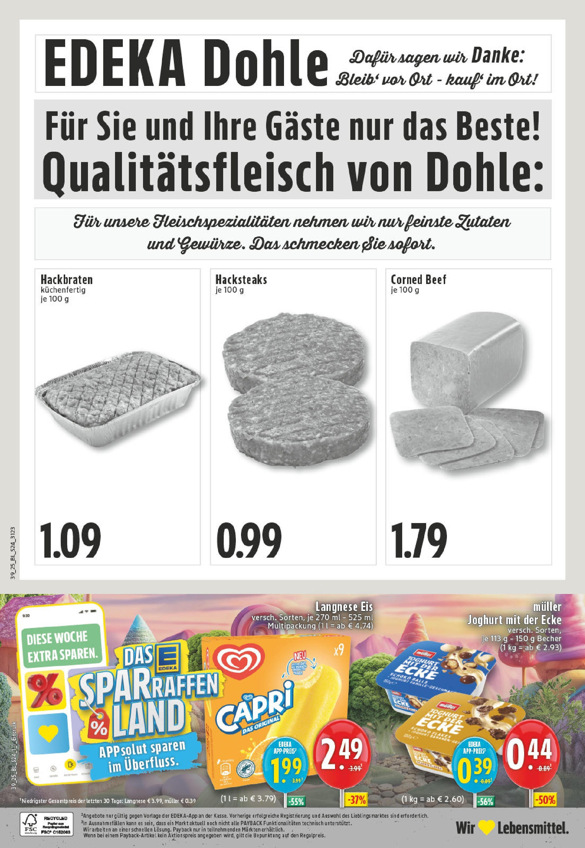 Edeka prospekt Hopsten	 (ab 21.09.2025) » Angebote Online | Seite: 24 | Produkte: Langnese, Joghurt, Eis