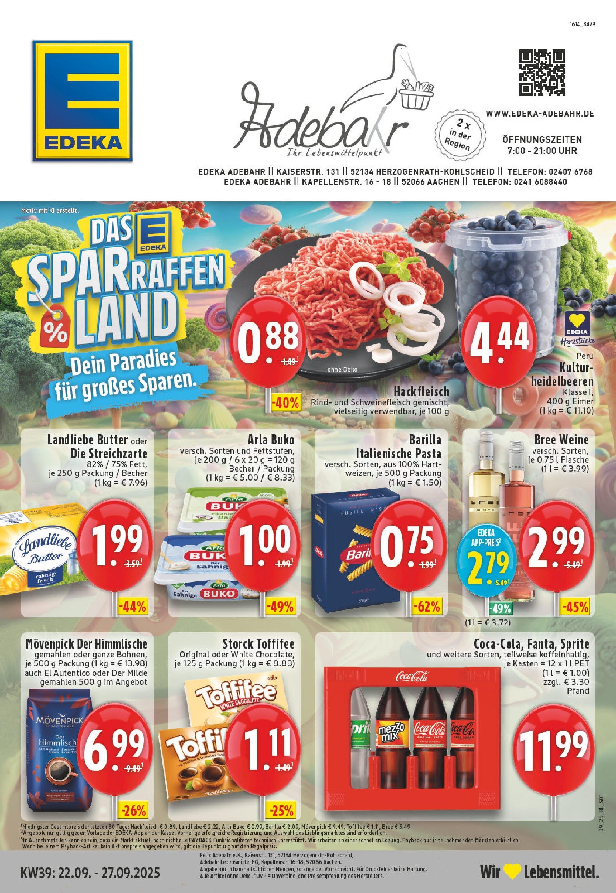 Edeka prospekt Herzogenrath	 (ab 21.09.2025) » Angebote Online | Seite: 1 | Produkte: Sprite, Pasta, Telefon, Hackfleisch