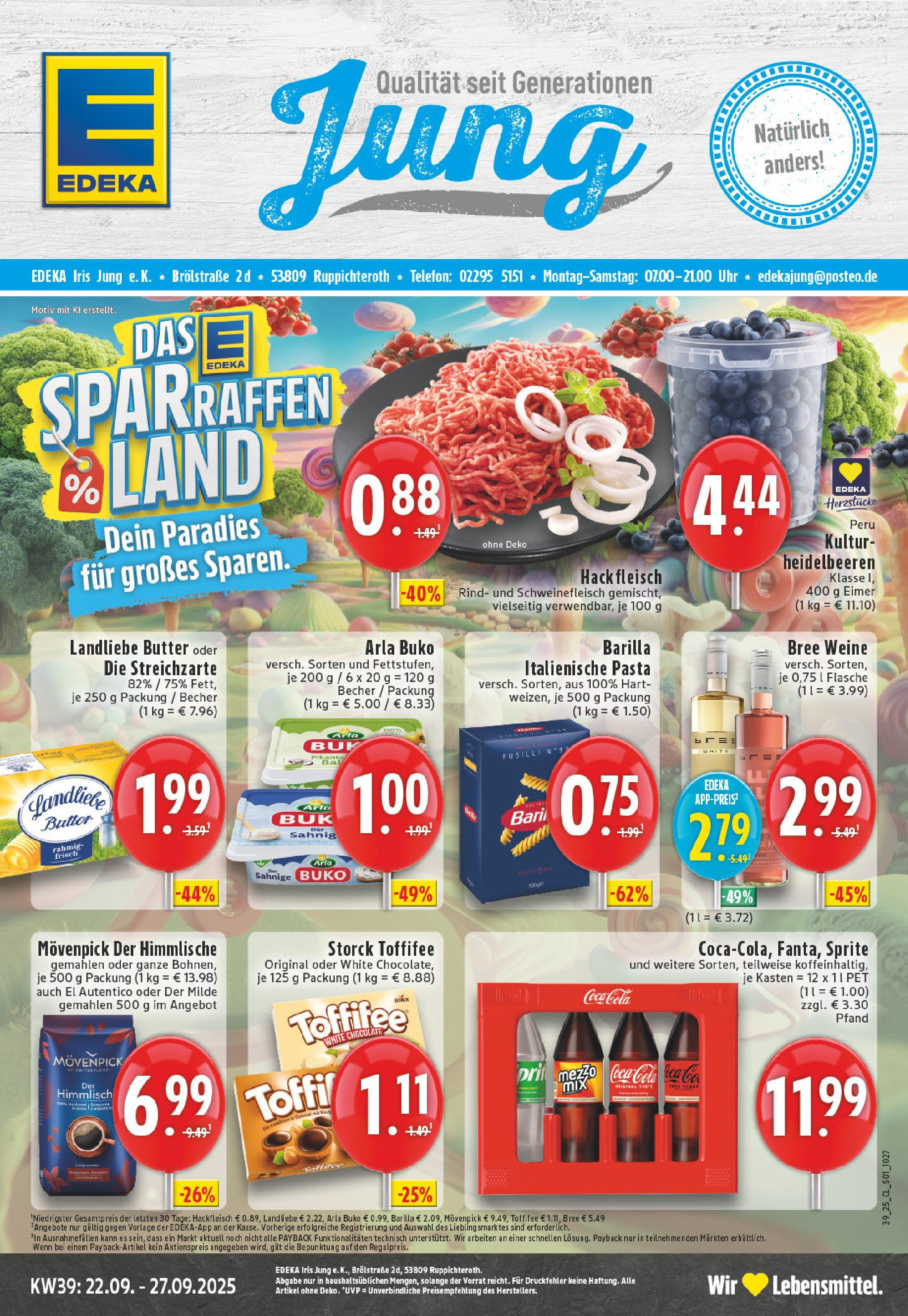 Edeka prospekt Ruppichteroth (ab 21.09.2025) » Angebote Online | Seite: 1 | Produkte: Sprite, Bree, Toffifee, Uhr Edeka prospekt Ruppichteroth (ab 21.09.2025) » Angebote Online | Seite: 1 | Produkte: Sprite, Bree, Toffifee, Uhr