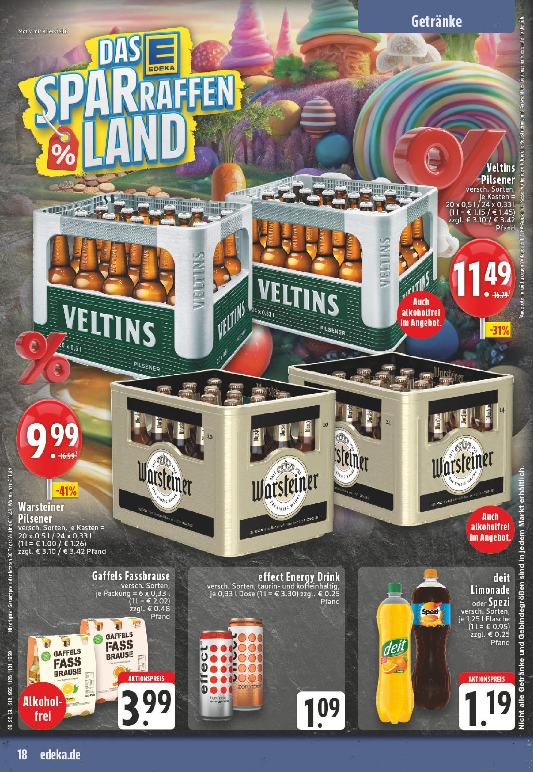 Edeka prospekt Düren	 (ab 21.09.2025) » Angebote Online | Seite: 18 | Produkte: Energy, Limonade, Warsteiner, Veltins
