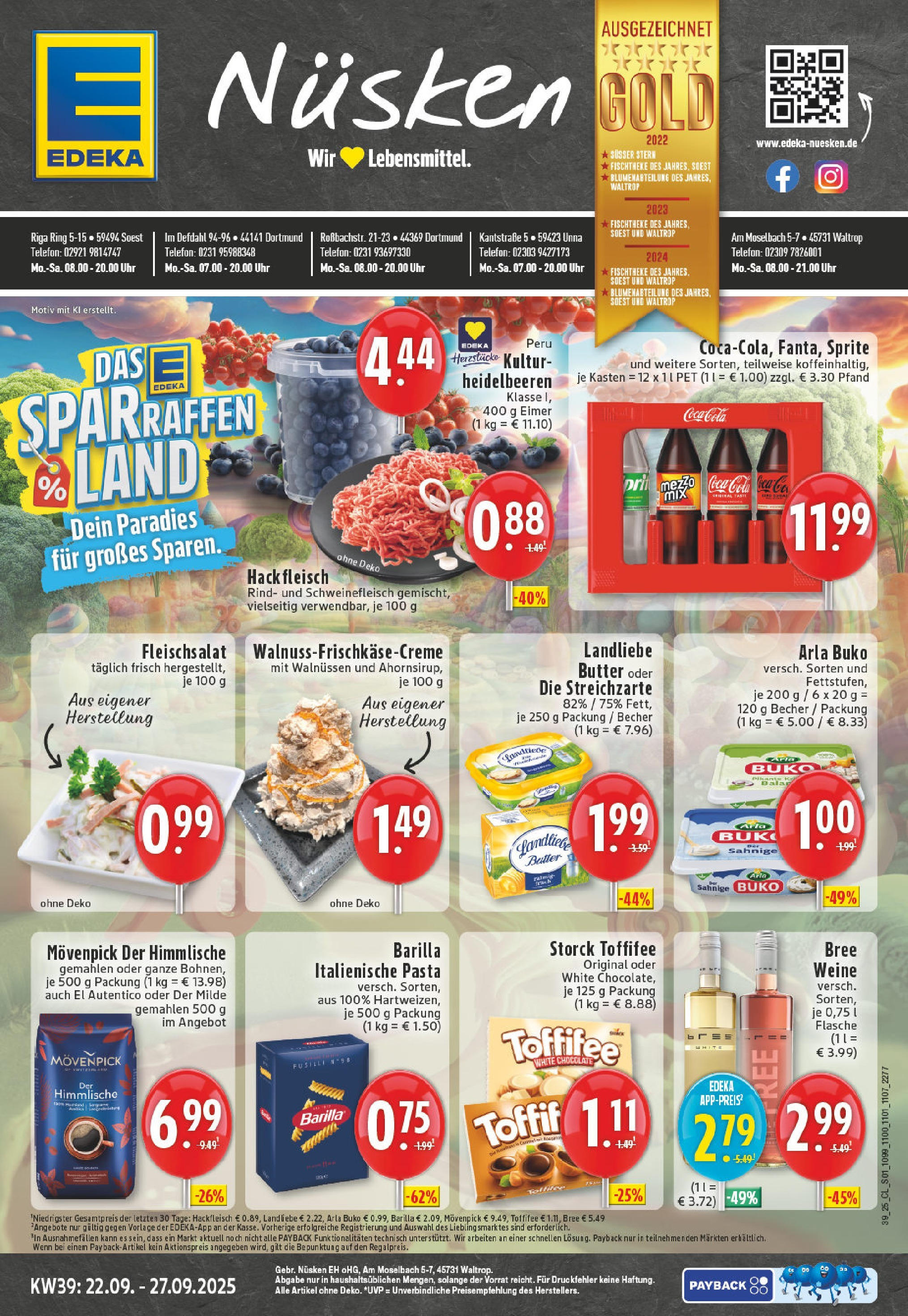 Edeka prospekt Dortmund	 (ab 21.09.2025) » Angebote Online | Seite: 1 | Produkte: Butter, Pasta, Telefon, Uhr