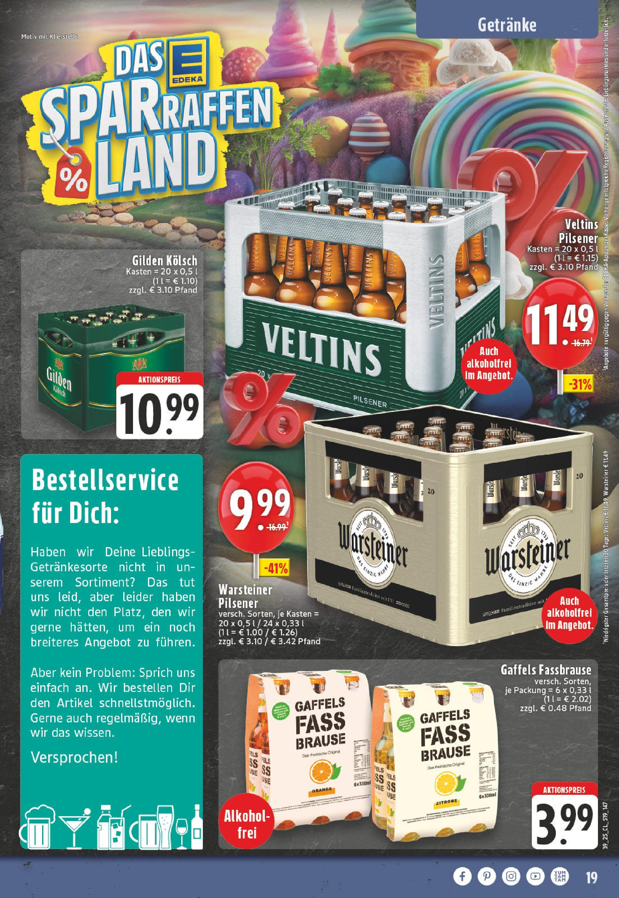 Edeka prospekt Bornheim-Walberberg	 (ab 21.09.2025) » Angebote Online | Seite: 19 | Produkte: Warsteiner, Zitrone, Fassbrause, Veltins