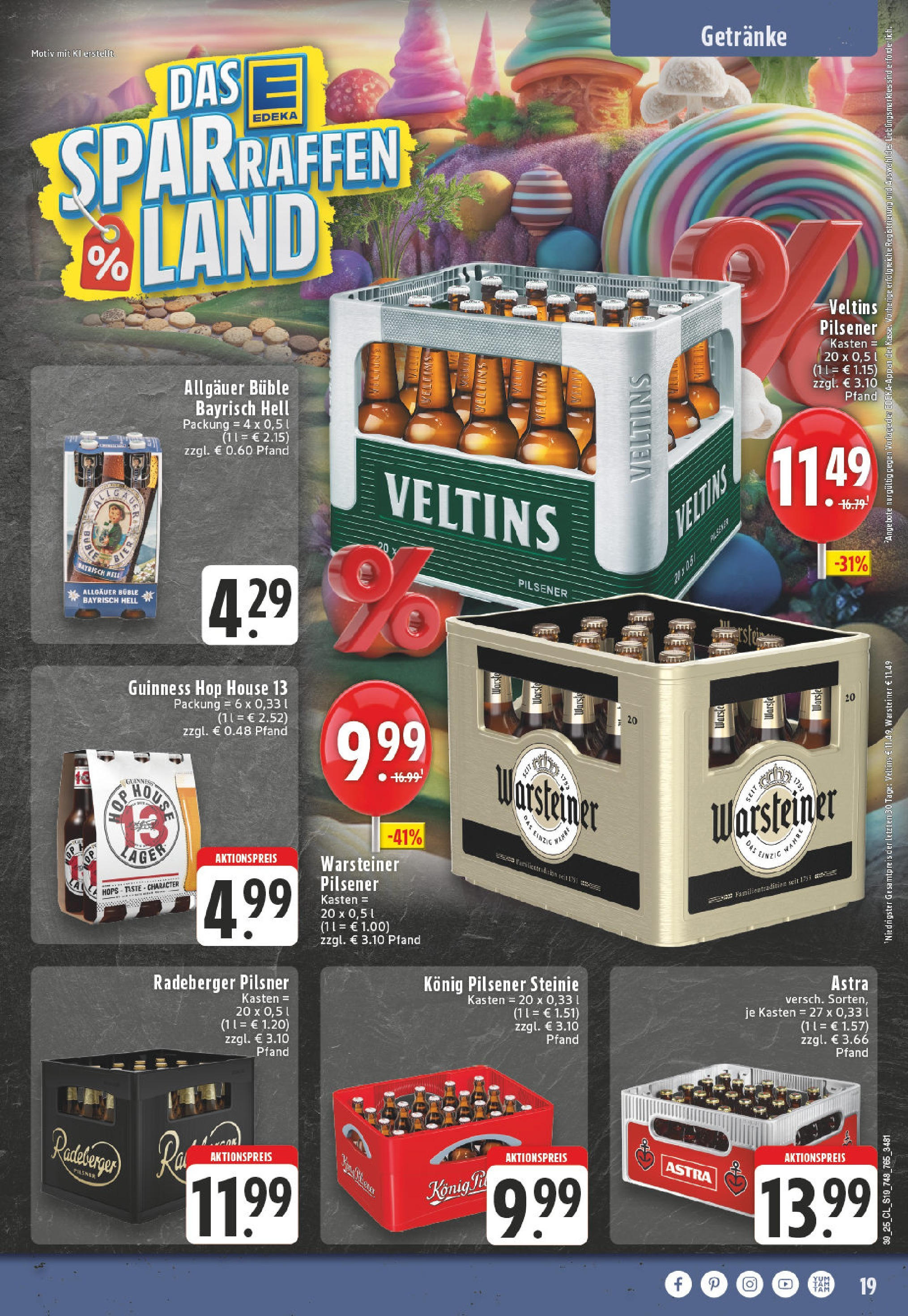 Edeka prospekt Mönchengladbach-Rheydt	 (ab 21.09.2025) » Angebote Online | Seite: 19 | Produkte: Konig pilsener, Astra, Radeberger pilsner, Veltins
