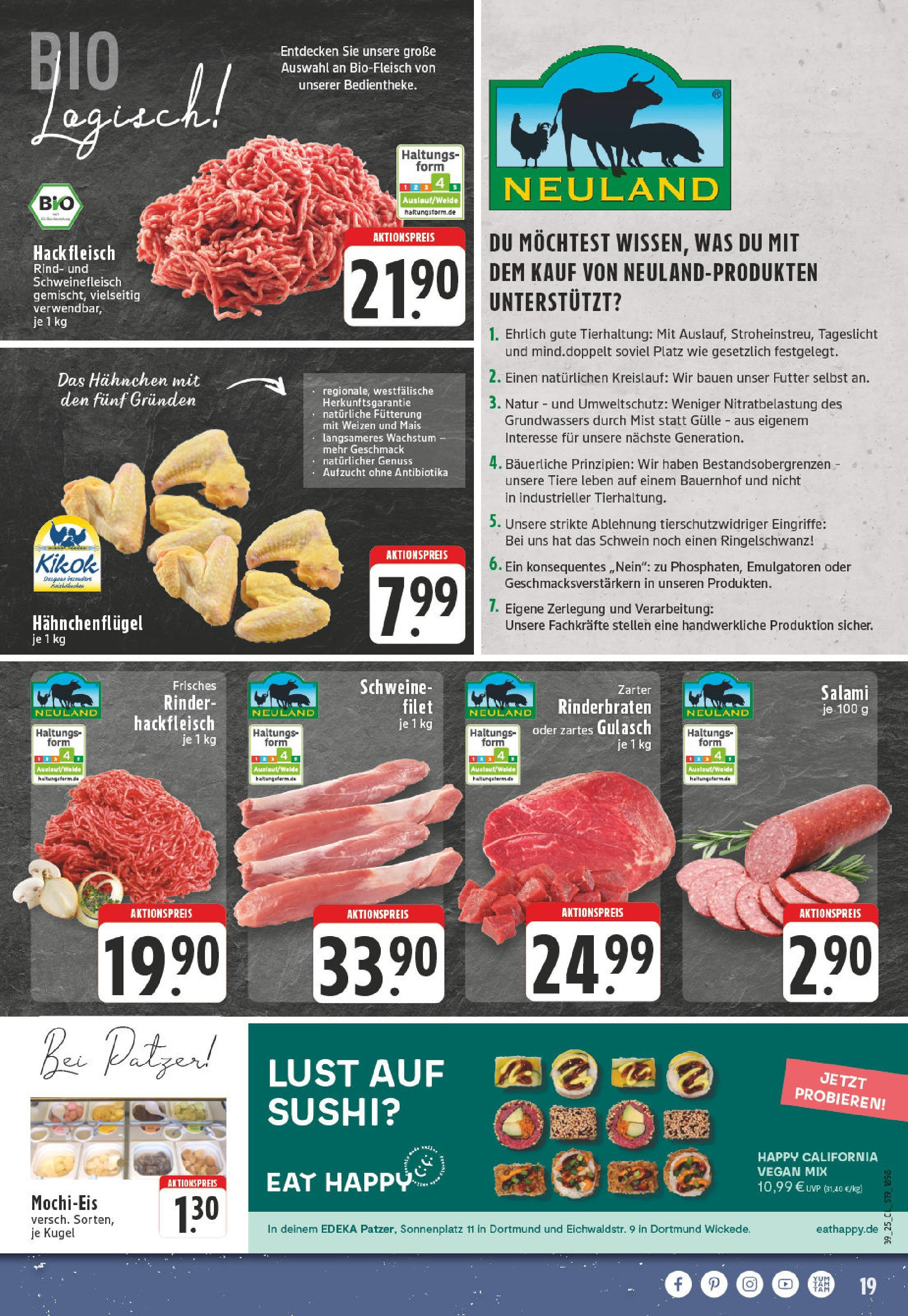 Edeka prospekt Dortmund	 (ab 21.09.2025) » Angebote Online | Seite: 21 | Produkte: Hahnchen, Gulasch, Salami, Hackfleisch