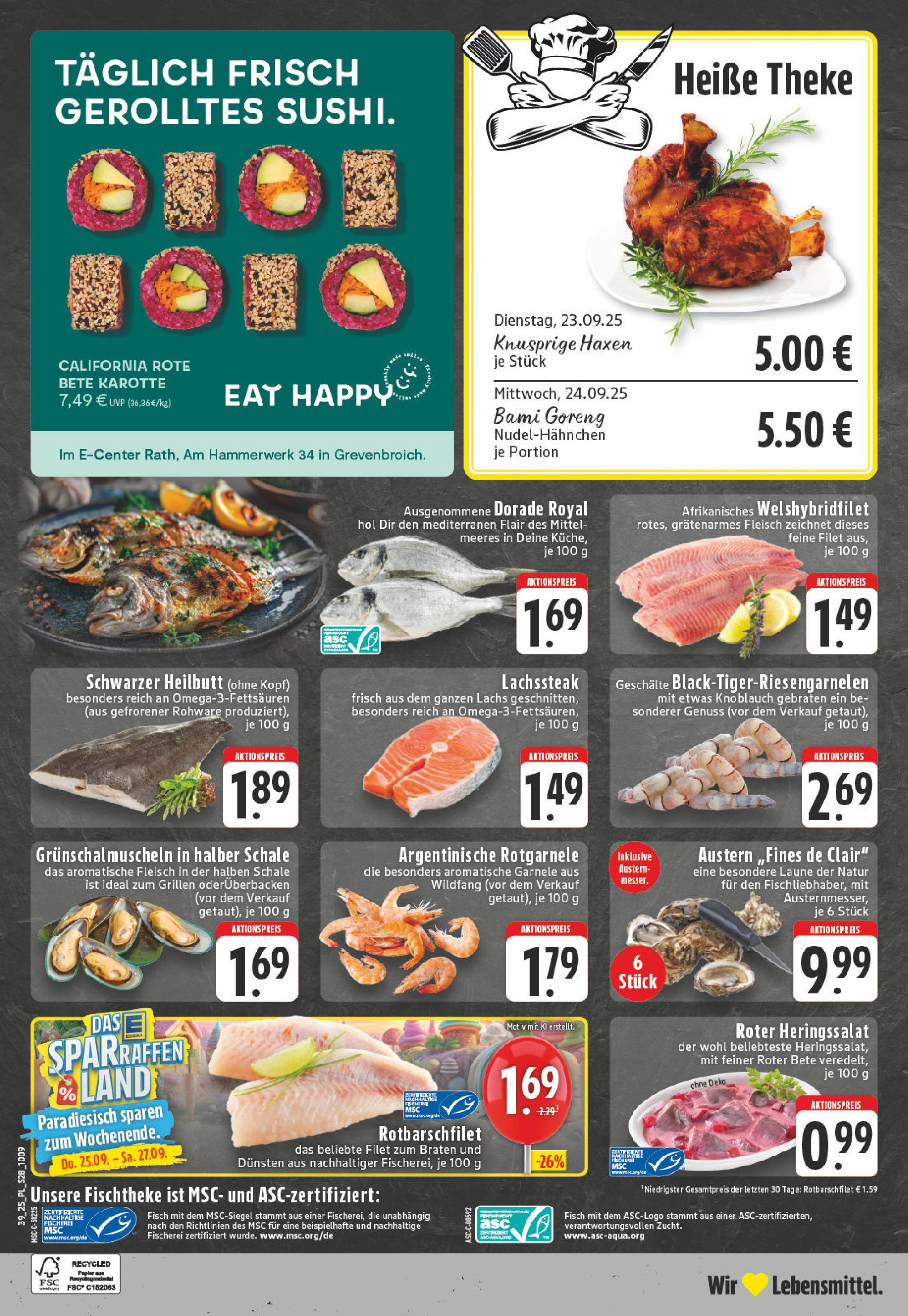 Edeka prospekt Grevenbroich	 (ab 21.09.2025) » Angebote Online | Seite: 28 | Produkte: Dorade, Knoblauch, Steak, Fleisch