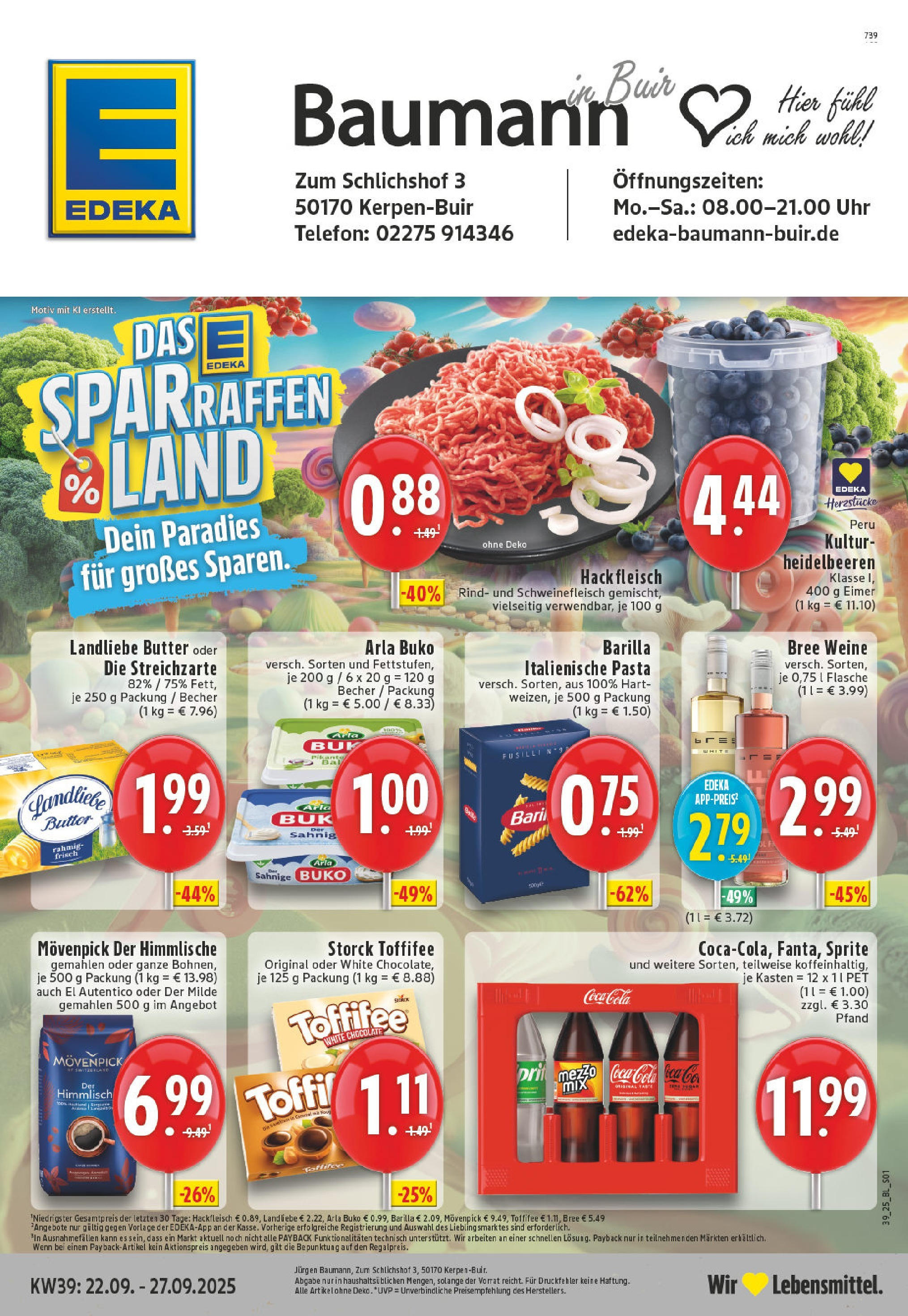 Edeka prospekt Kerpen	 (ab 21.09.2025) » Angebote Online | Seite: 1 | Produkte: Sprite, Butter, Barilla, Arla buko