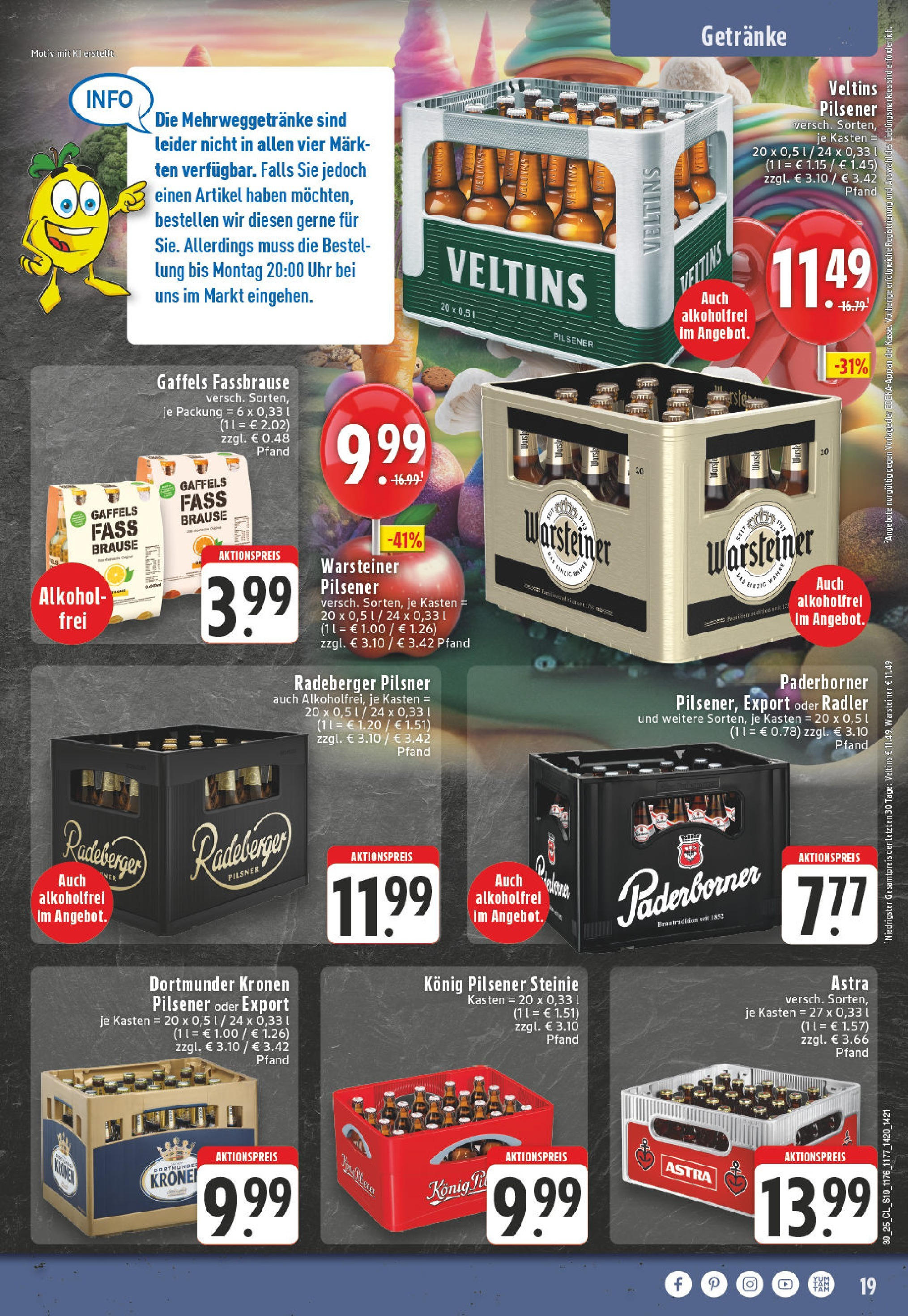 Edeka prospekt Werl	 (ab 21.09.2025) » Angebote Online | Seite: 19 | Produkte: Konig pilsener, Astra, Uhr, Veltins