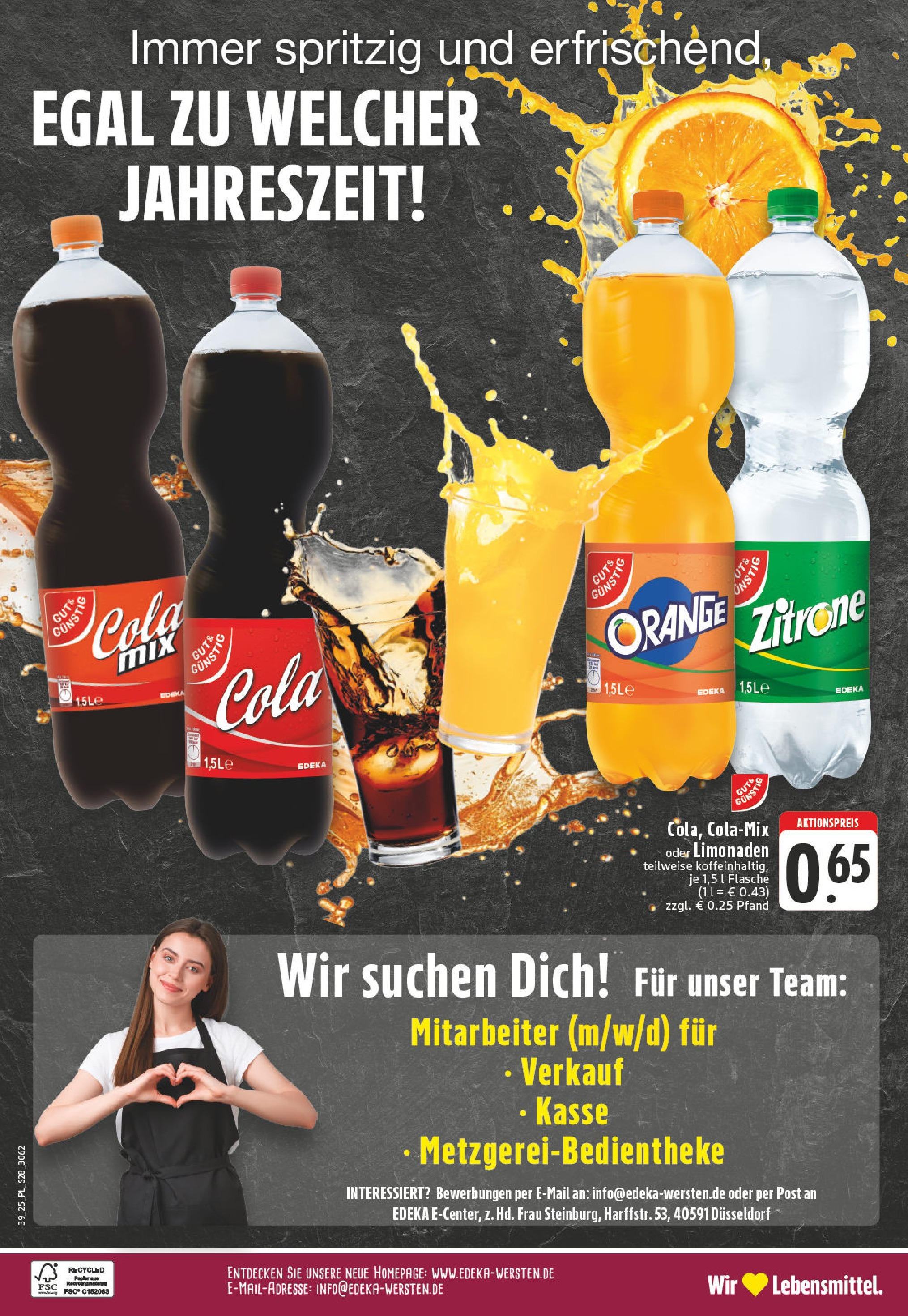 Edeka prospekt Düsseldorf-Derendorf	 (ab 21.09.2025) » Angebote Online | Seite: 28 | Produkte: Cola, Zitrone
