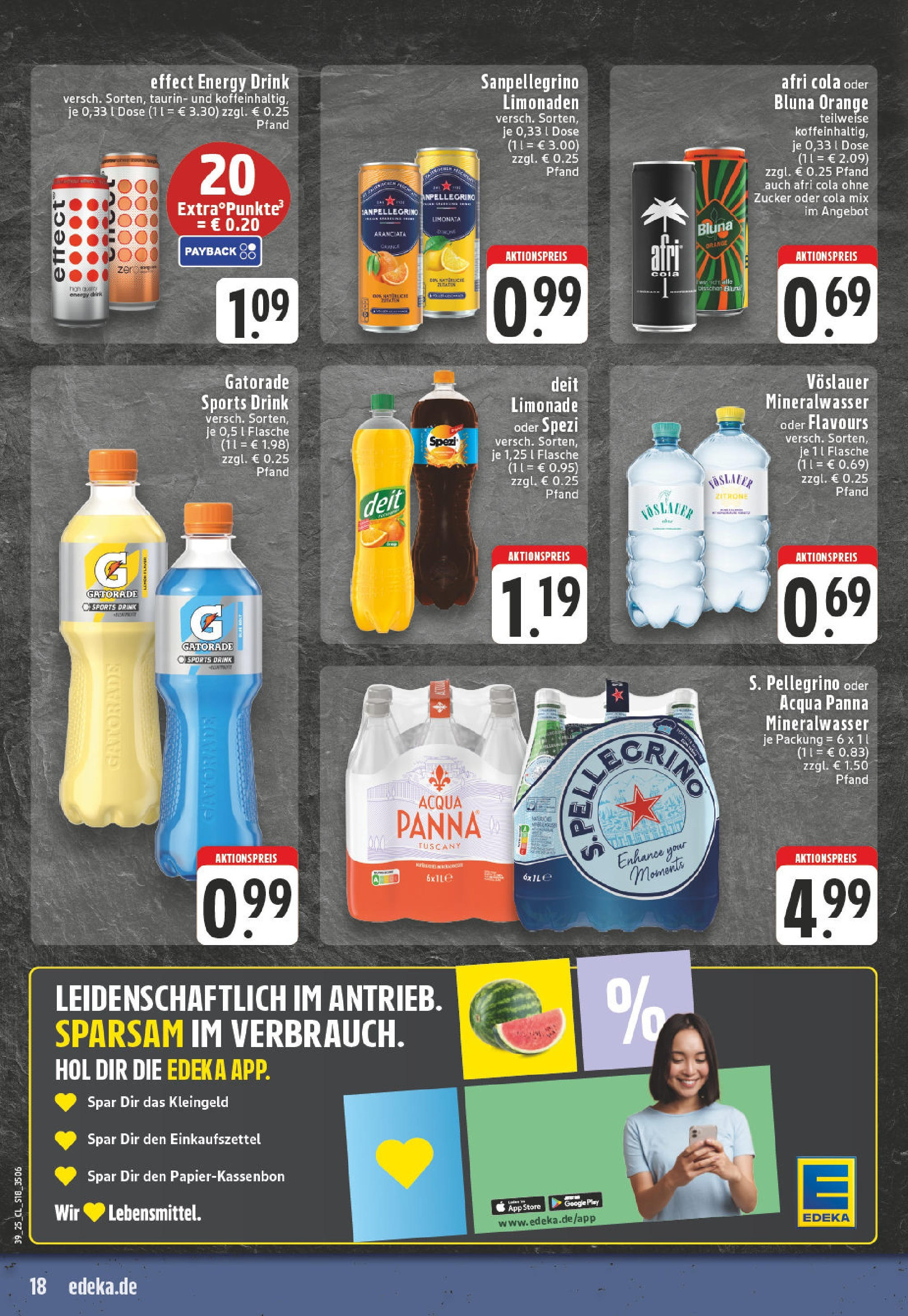 Edeka prospekt Düsseldorf	 (ab 21.09.2025) » Angebote Online | Seite: 18 | Produkte: Cola, Energy, Mineralwasser, Zitrone