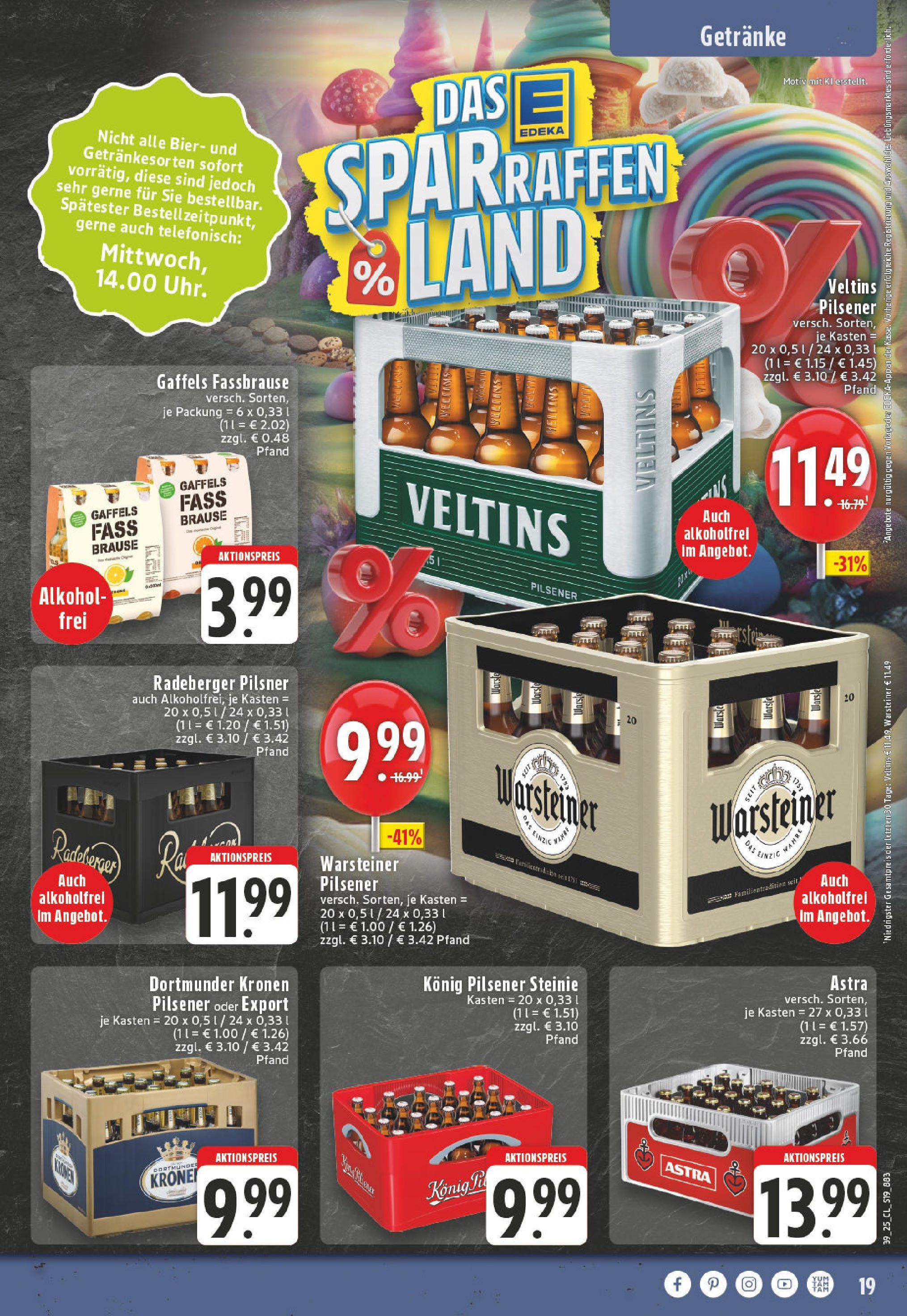 Edeka prospekt Erkelenz	 (ab 21.09.2025) » Angebote Online | Seite: 19 | Produkte: Konig pilsener, Bier, Warsteiner, Radeberger pilsner