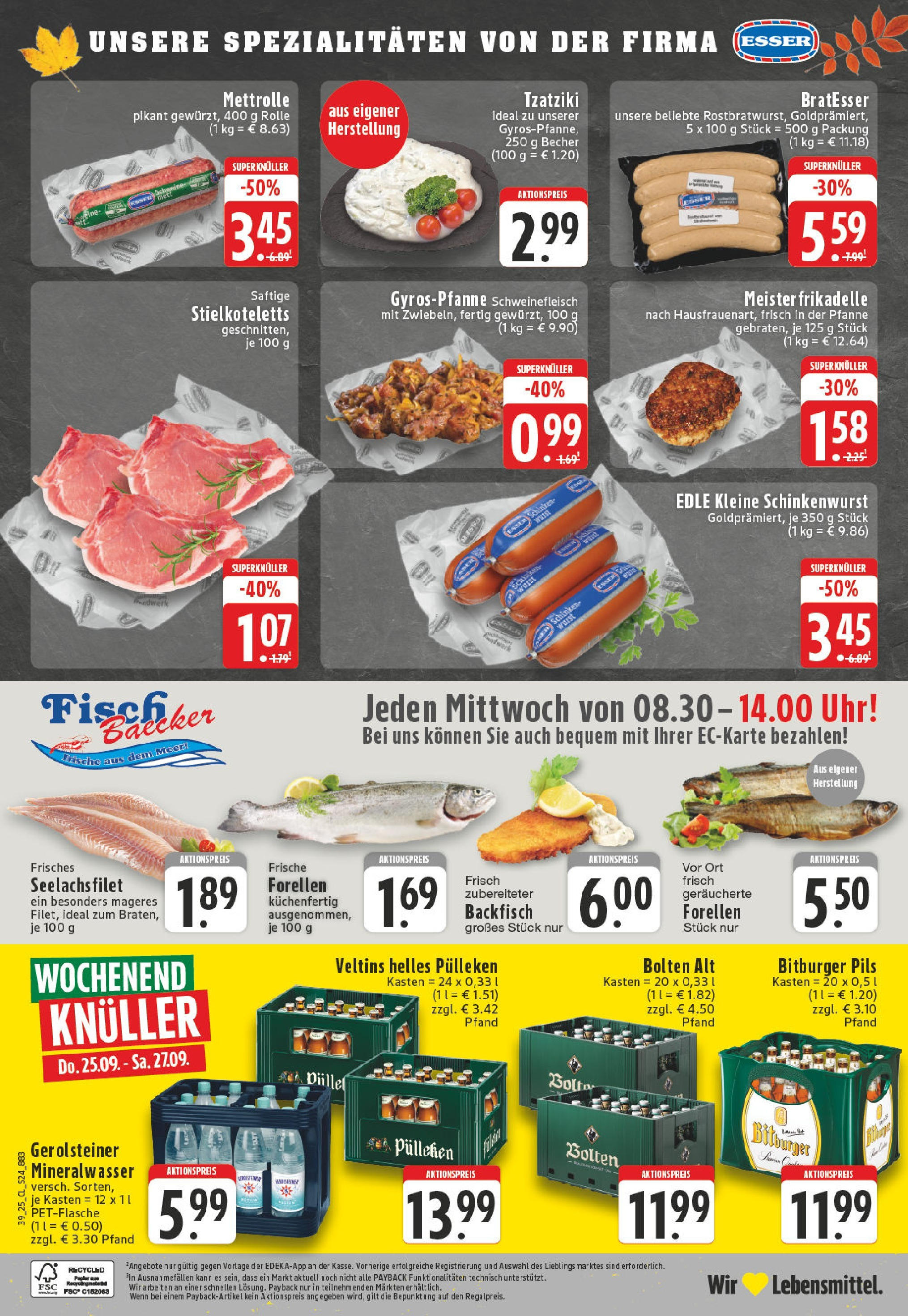 Edeka prospekt Erkelenz	 (ab 21.09.2025) » Angebote Online | Seite: 24 | Produkte: Pils, Wurst, Schweinefleisch, Gerolsteiner