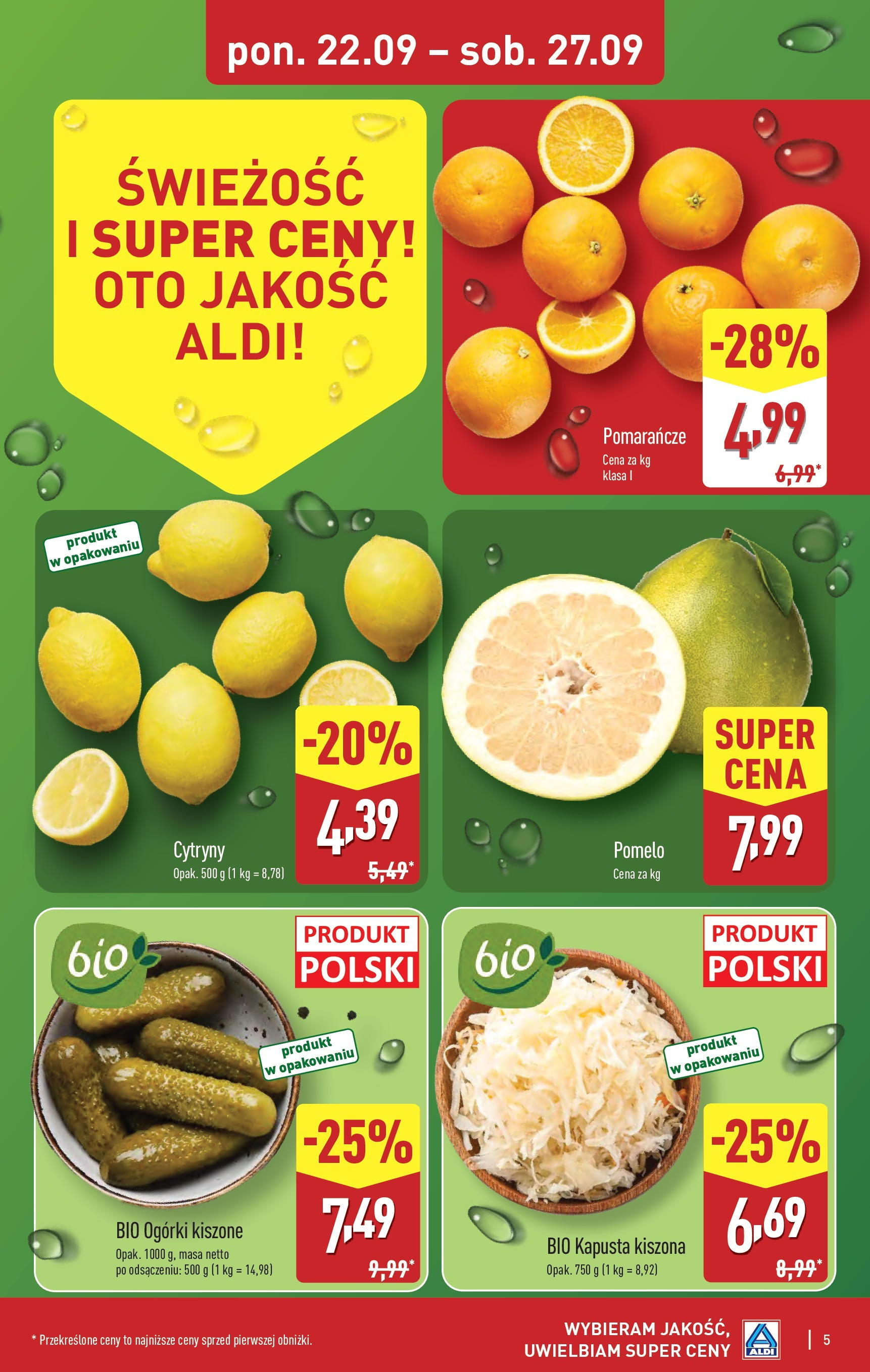 Aldi Gazetka od 22.09.2025 | Nowa PDF gazetka | Strona: 5 | Produkty: Kapusta, Pomelo, Cytryny, Ogórki Aldi Gazetka od 22.09.2025 - Ulotka PDF, promocje | Strona: 5 | Produkty: Kapusta, Pomelo, Cytryny, Ogórki